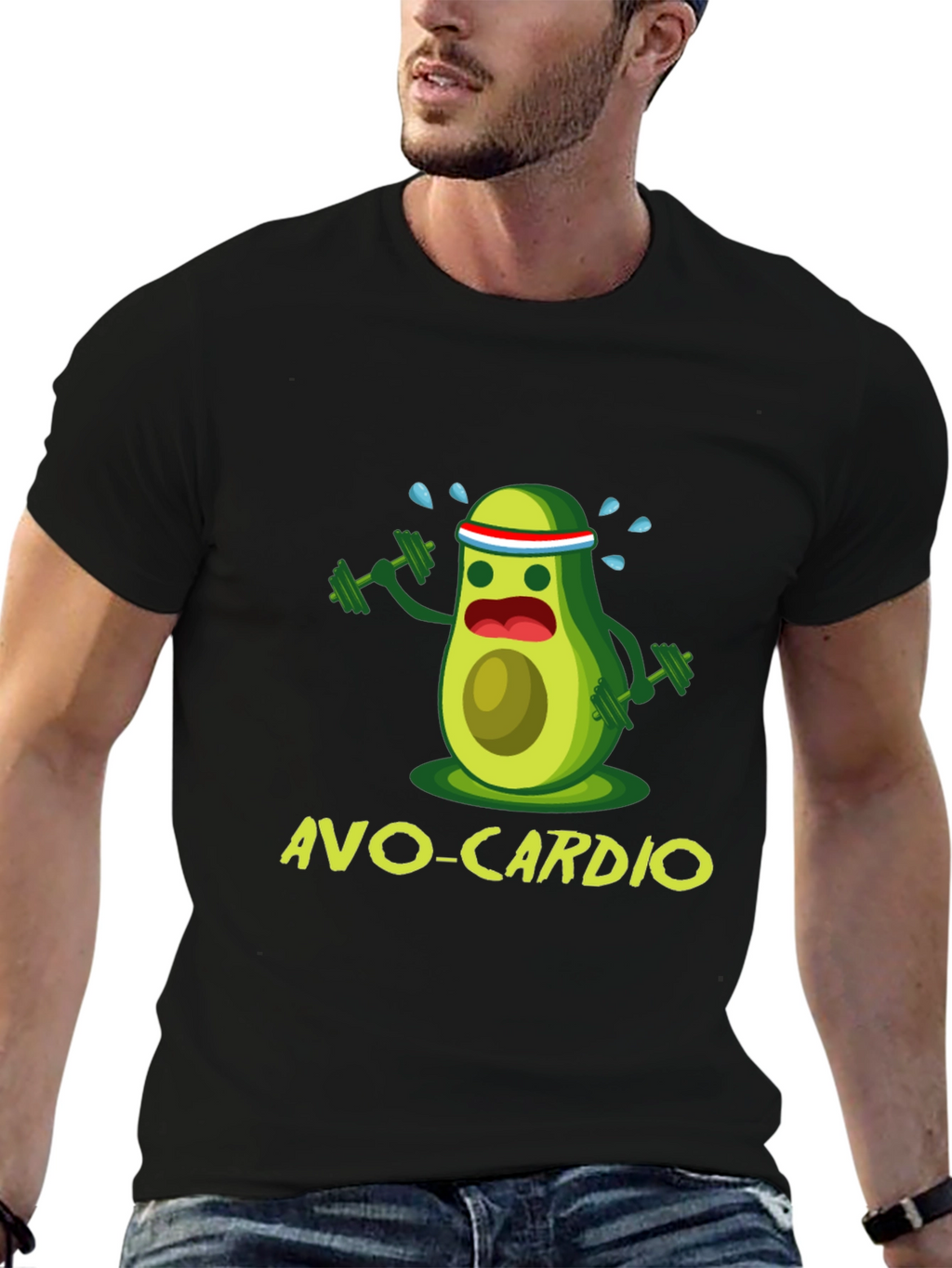 Avo-Cardio Black T-Shirt Funny Avocado Workout Tee