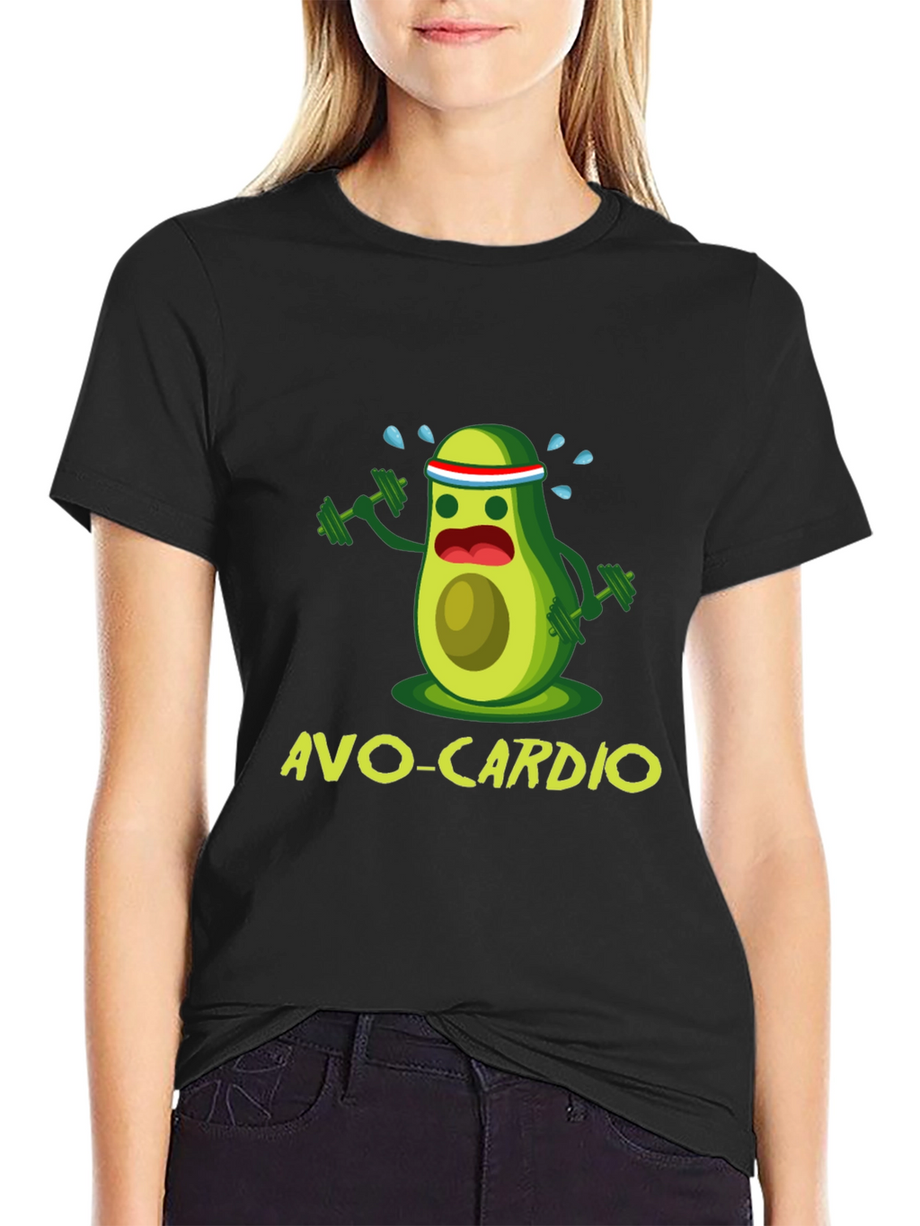 Avo-Cardio Black T-Shirt Funny Avocado Workout Tee