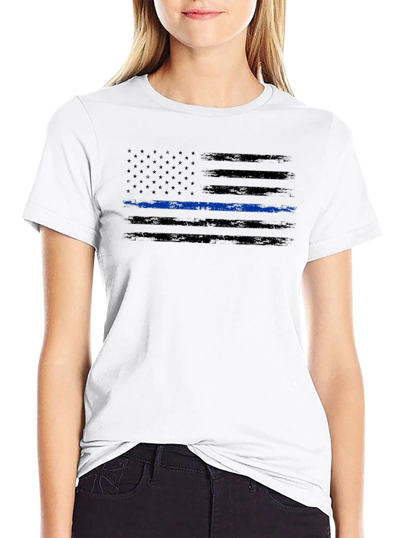 Thin Blue Line American Flag Graphic Tee