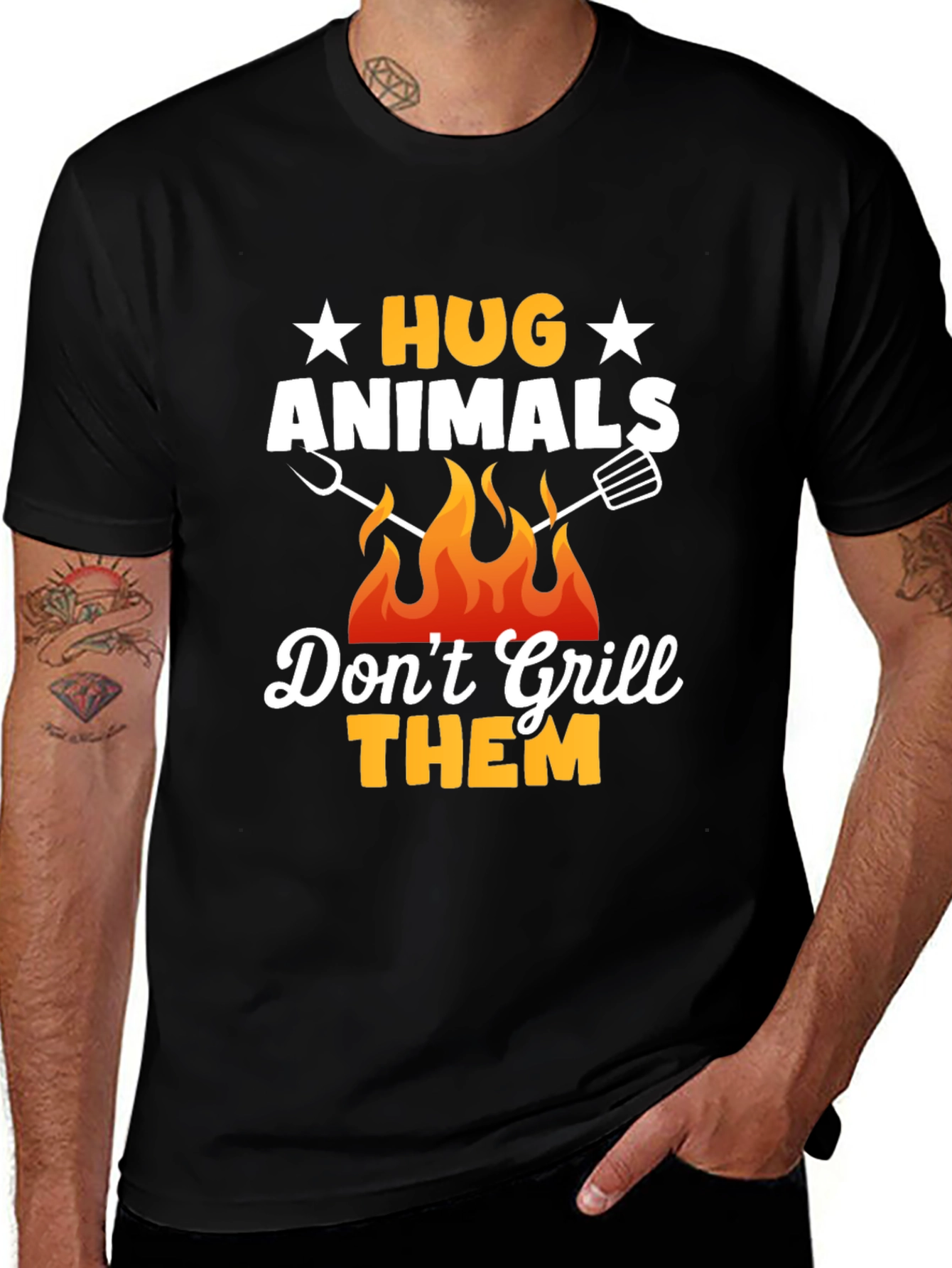 Hug Animals T-Shirt - Vegan BBQ Shirt