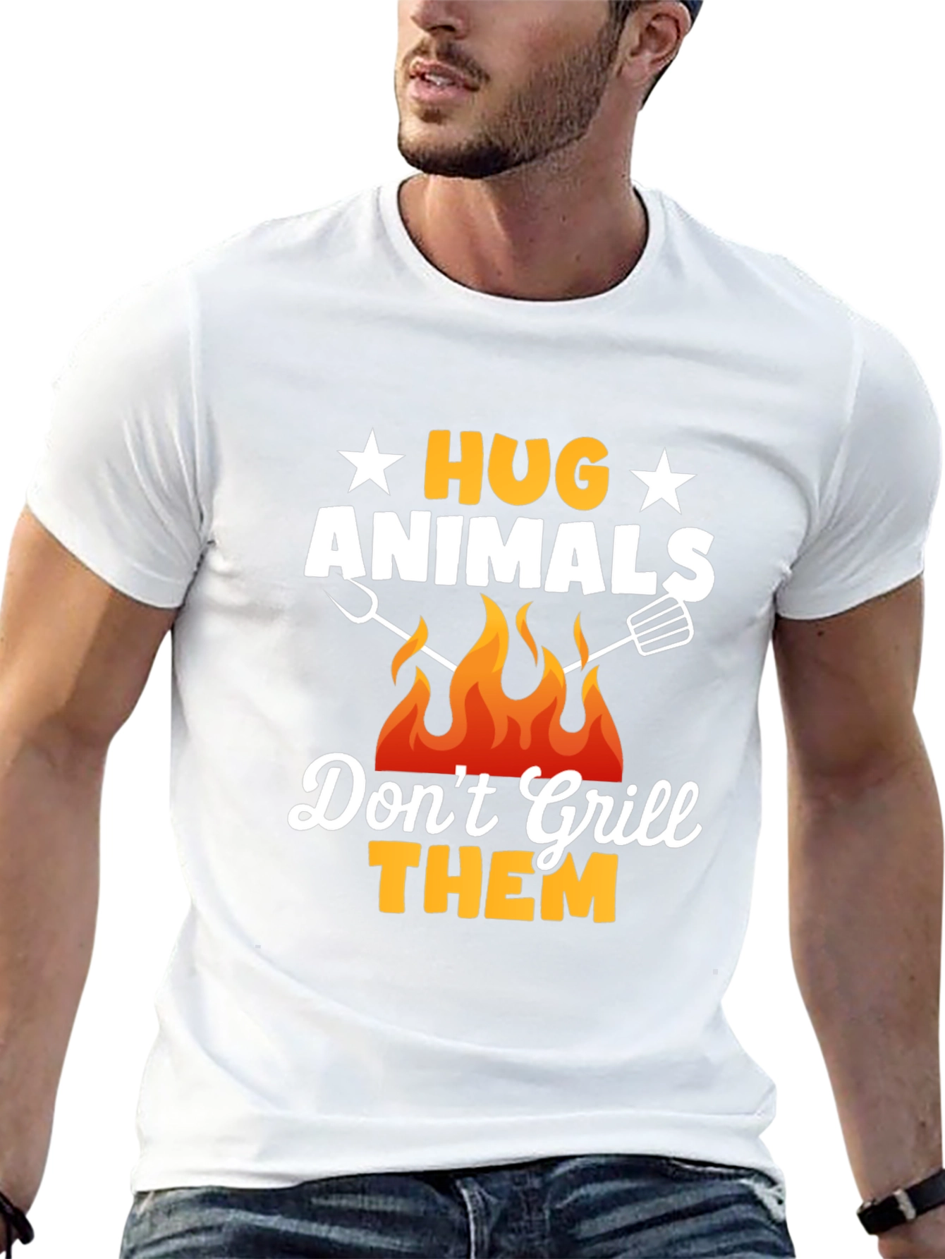 Hug Animals T-Shirt - Vegan BBQ Shirt