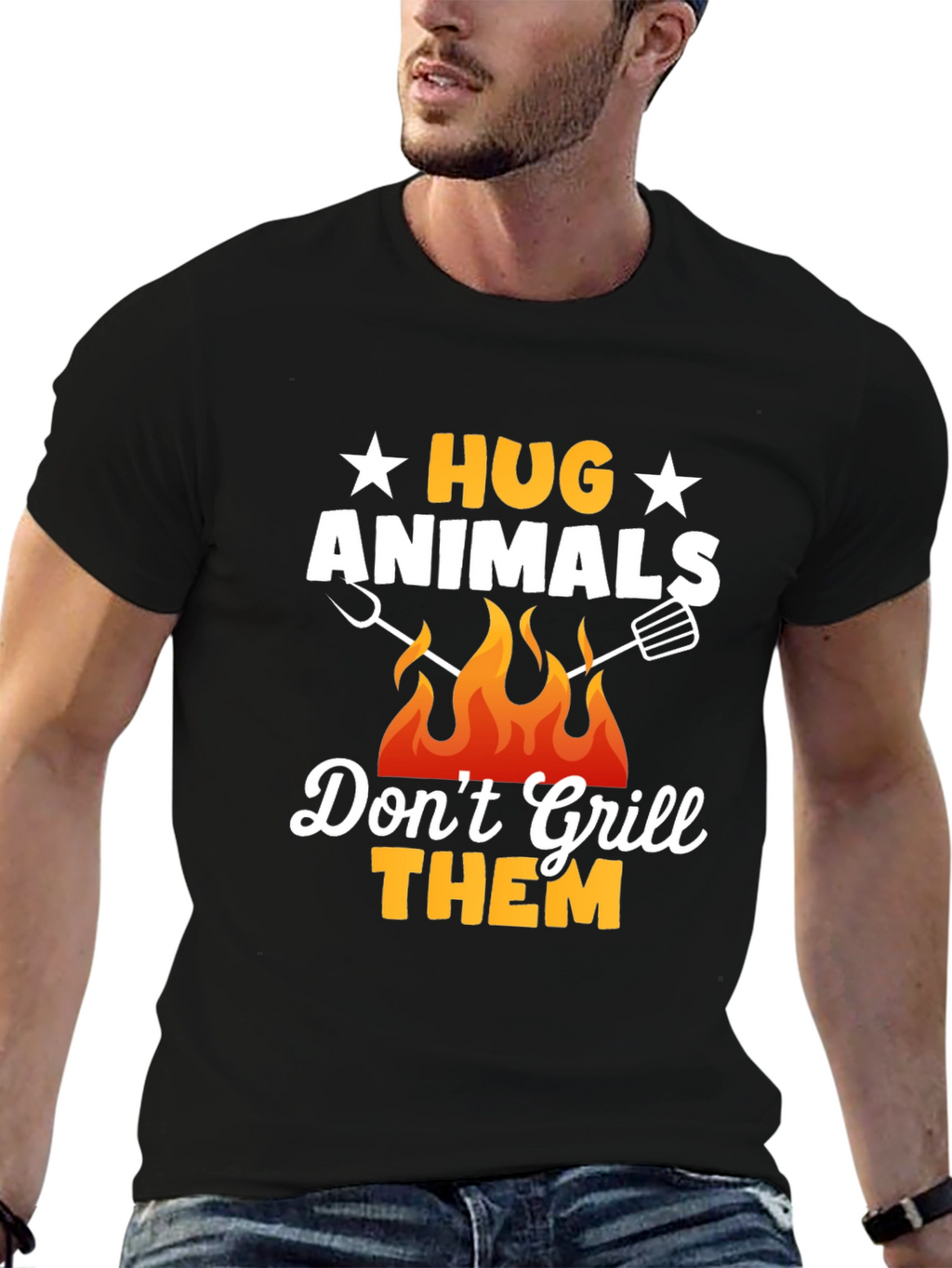 Hug Animals T-Shirt - Vegan BBQ Shirt