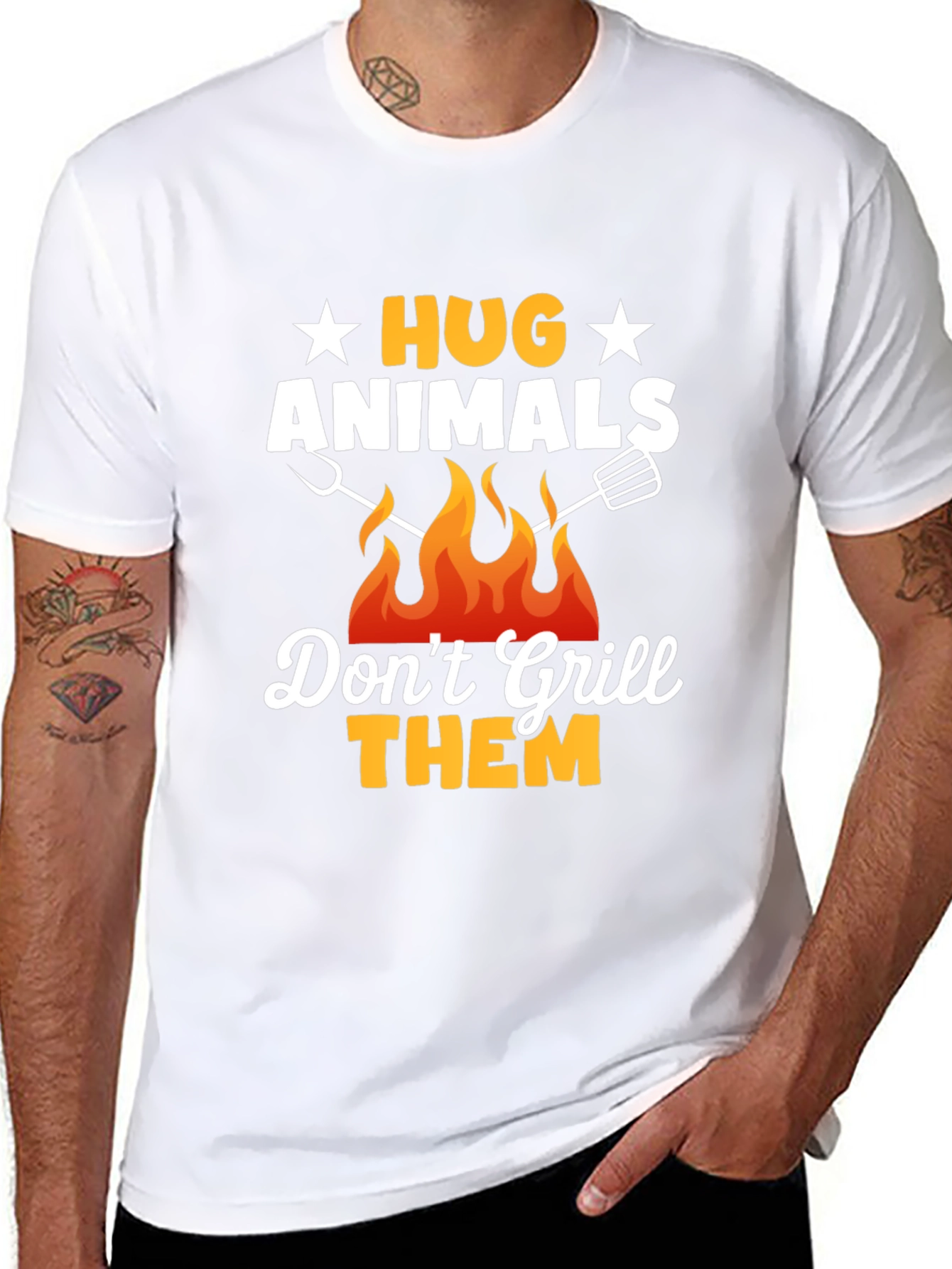 Hug Animals T-Shirt - Vegan BBQ Shirt