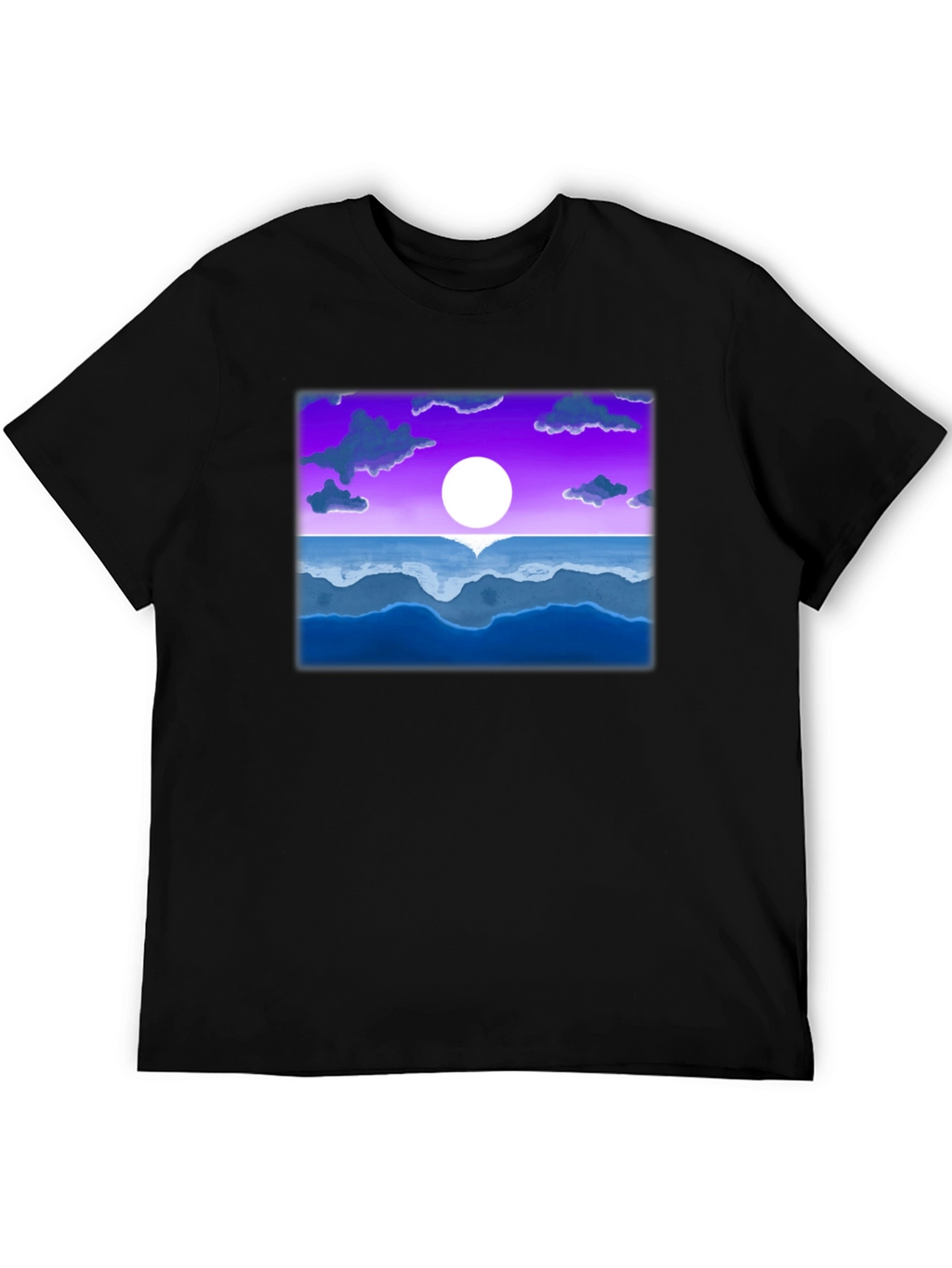 Sunset Ocean Graphic Tee - Black