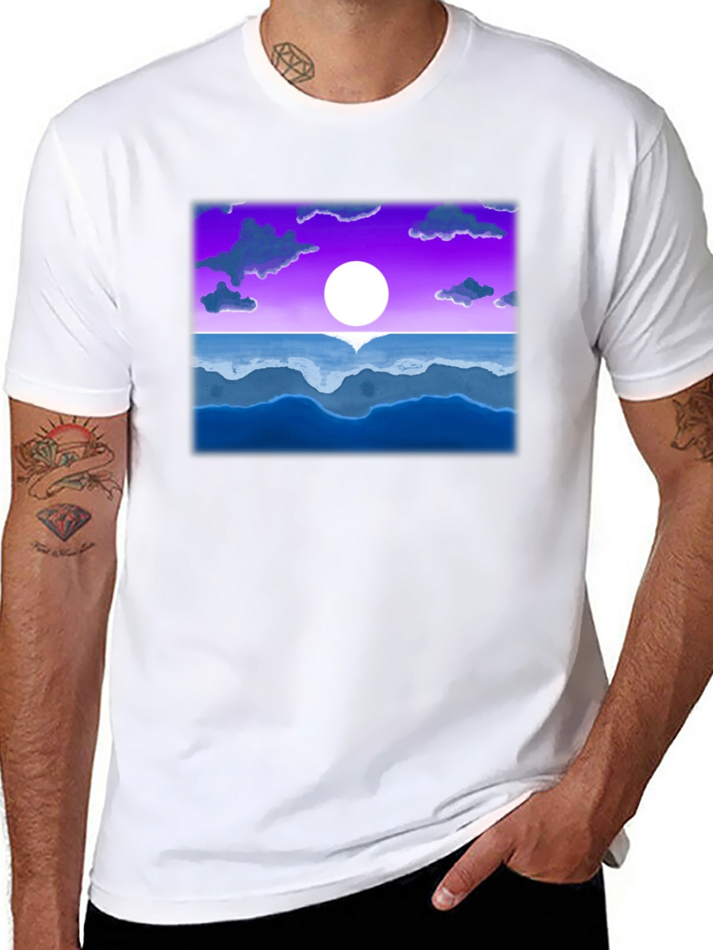 Sunset Ocean Graphic Tee - Black