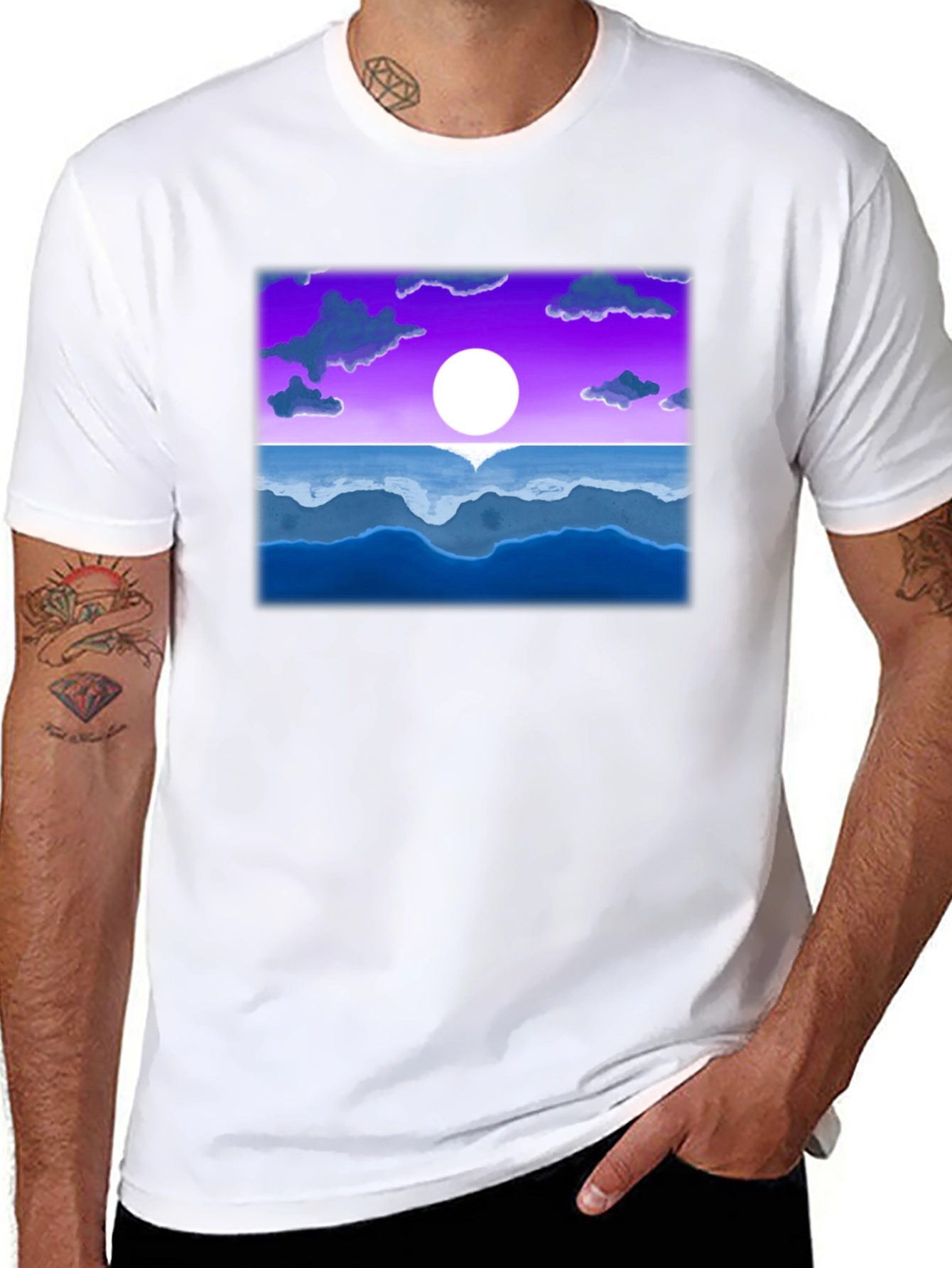 Sunset Ocean Graphic Tee - Black