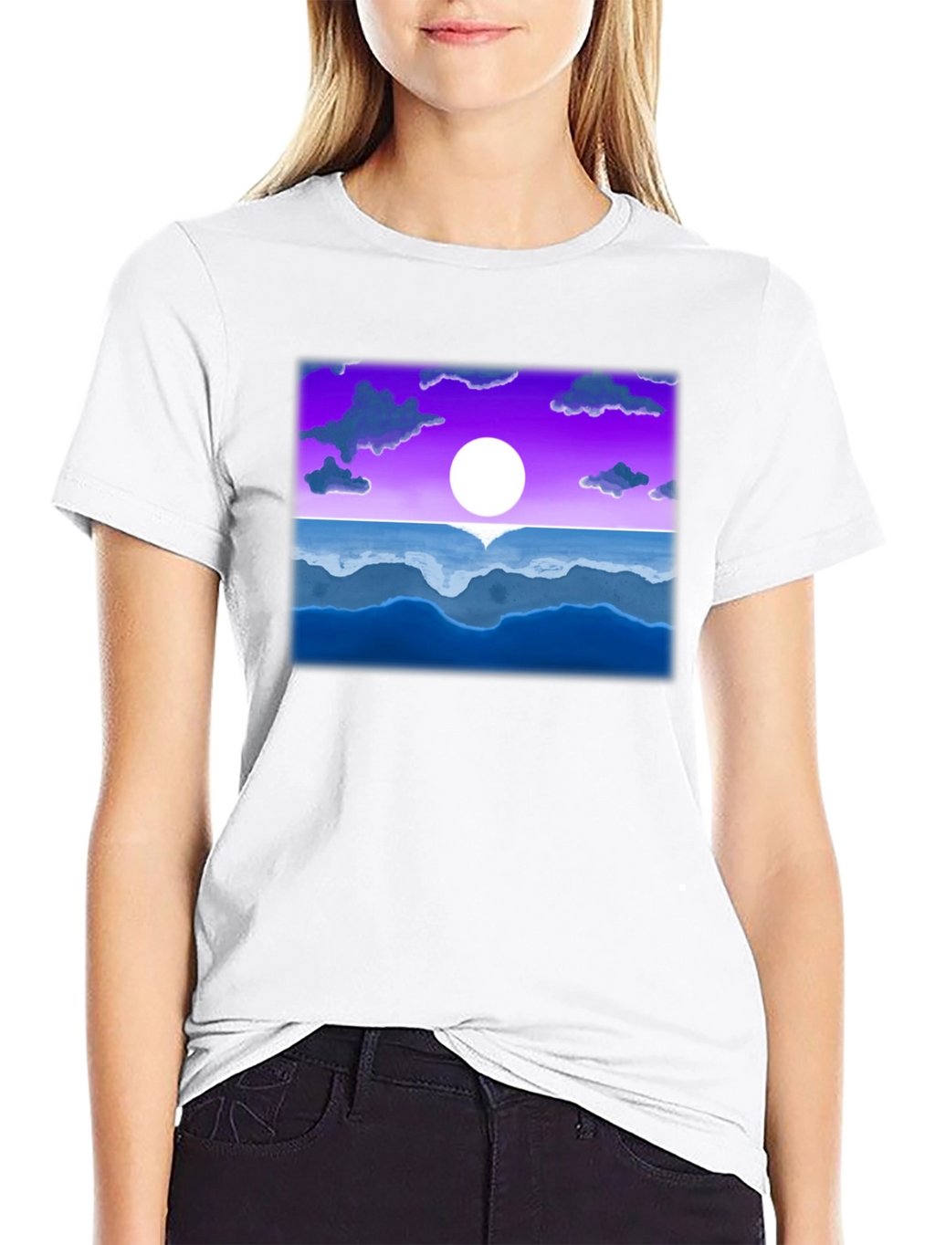 Sunset Ocean Graphic Tee - Black