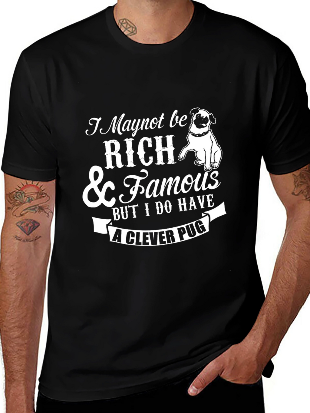 Clever Pug Graphic T-Shirt