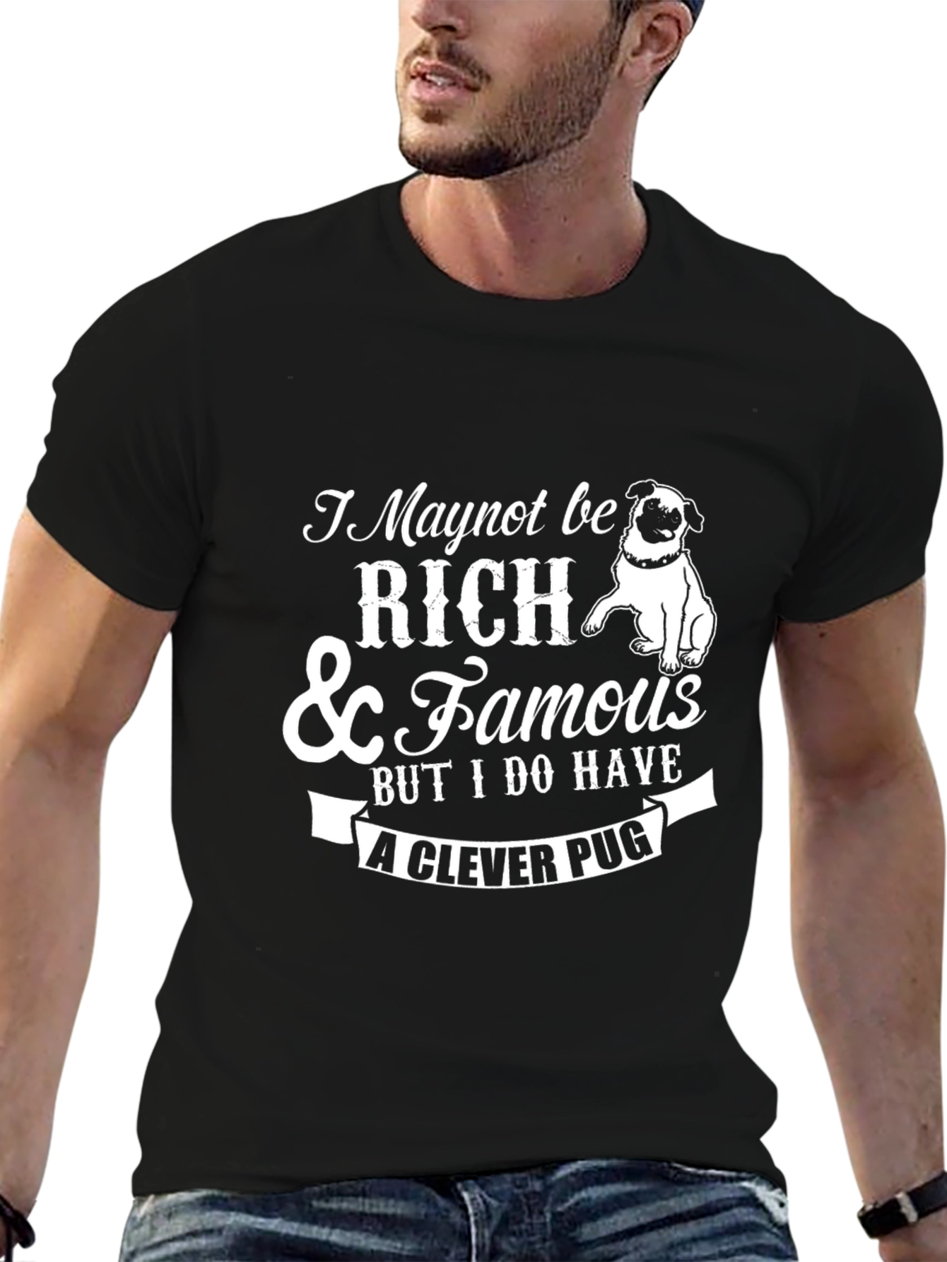 Clever Pug Graphic T-Shirt