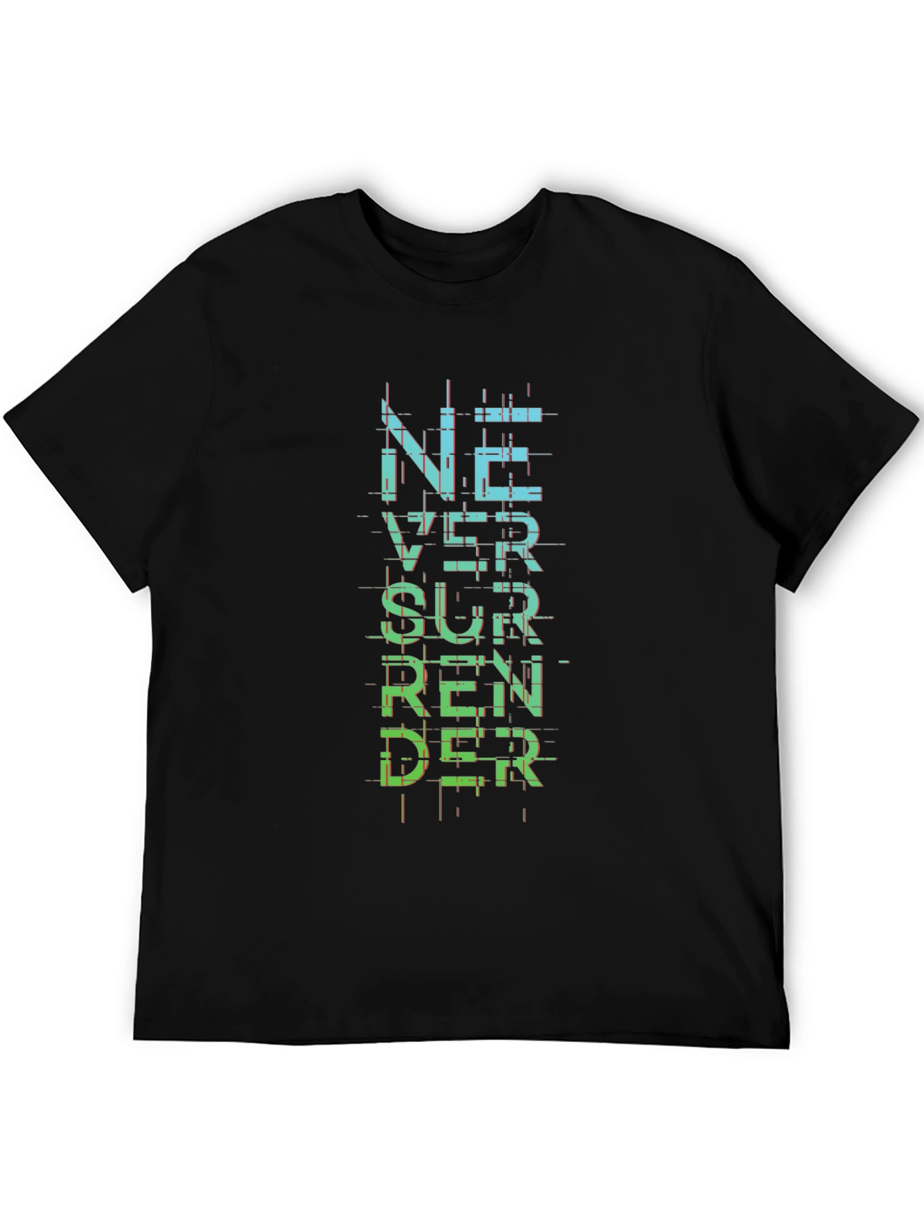 Never Surrender Graphic Print Black T-Shirt