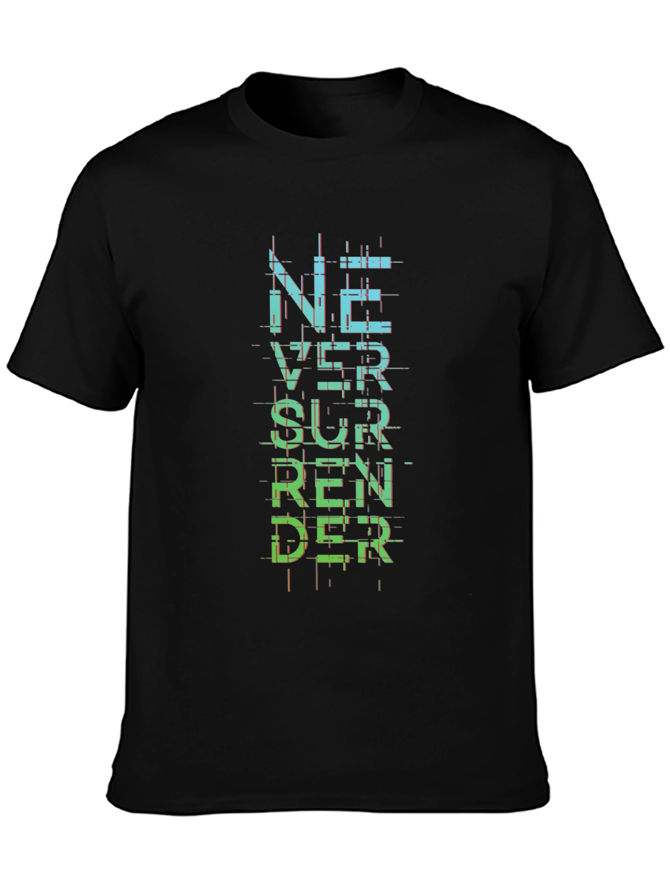 Never Surrender Graphic Print Black T-Shirt
