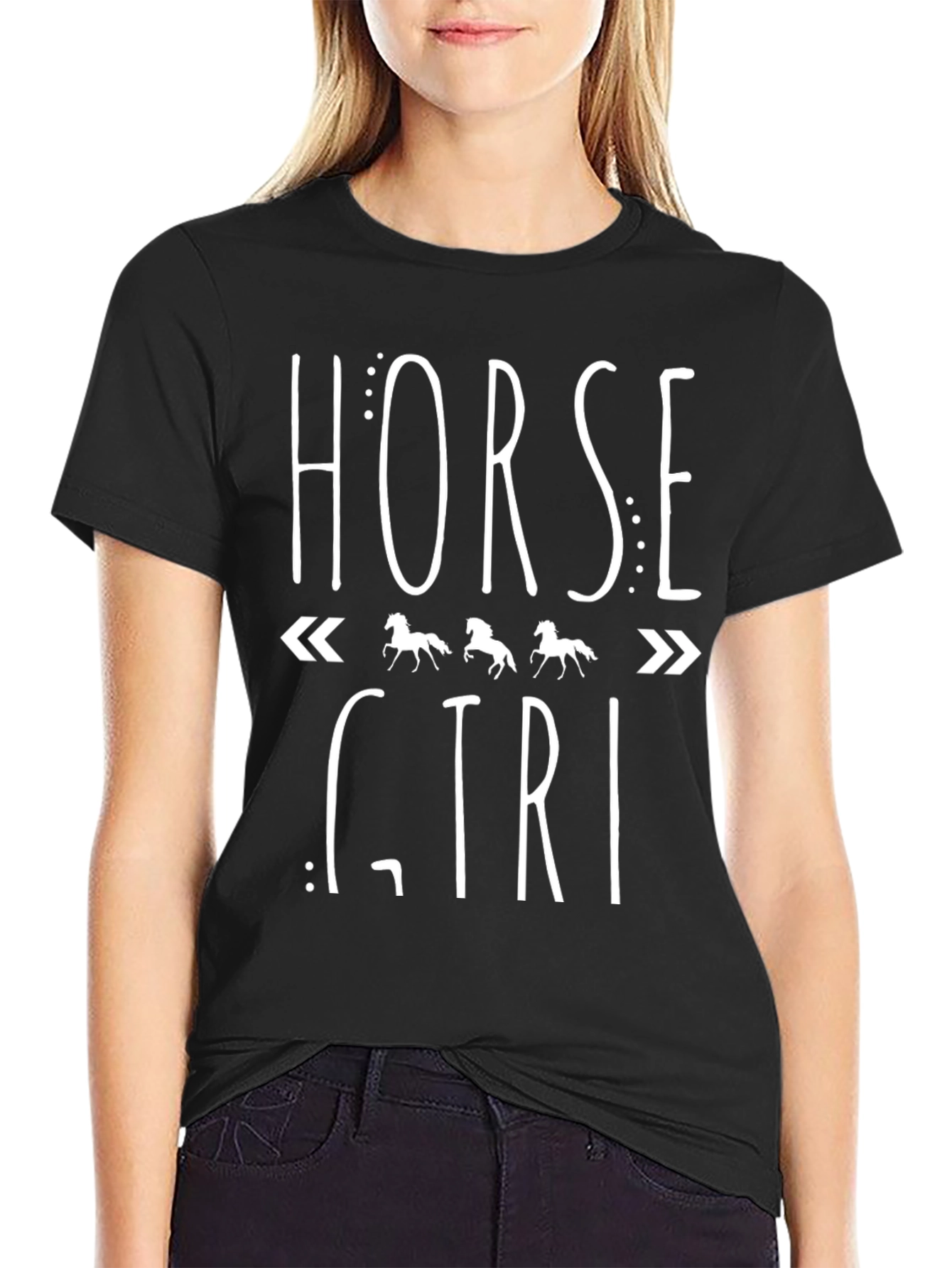 Horse Girl Black Graphic T-Shirt
