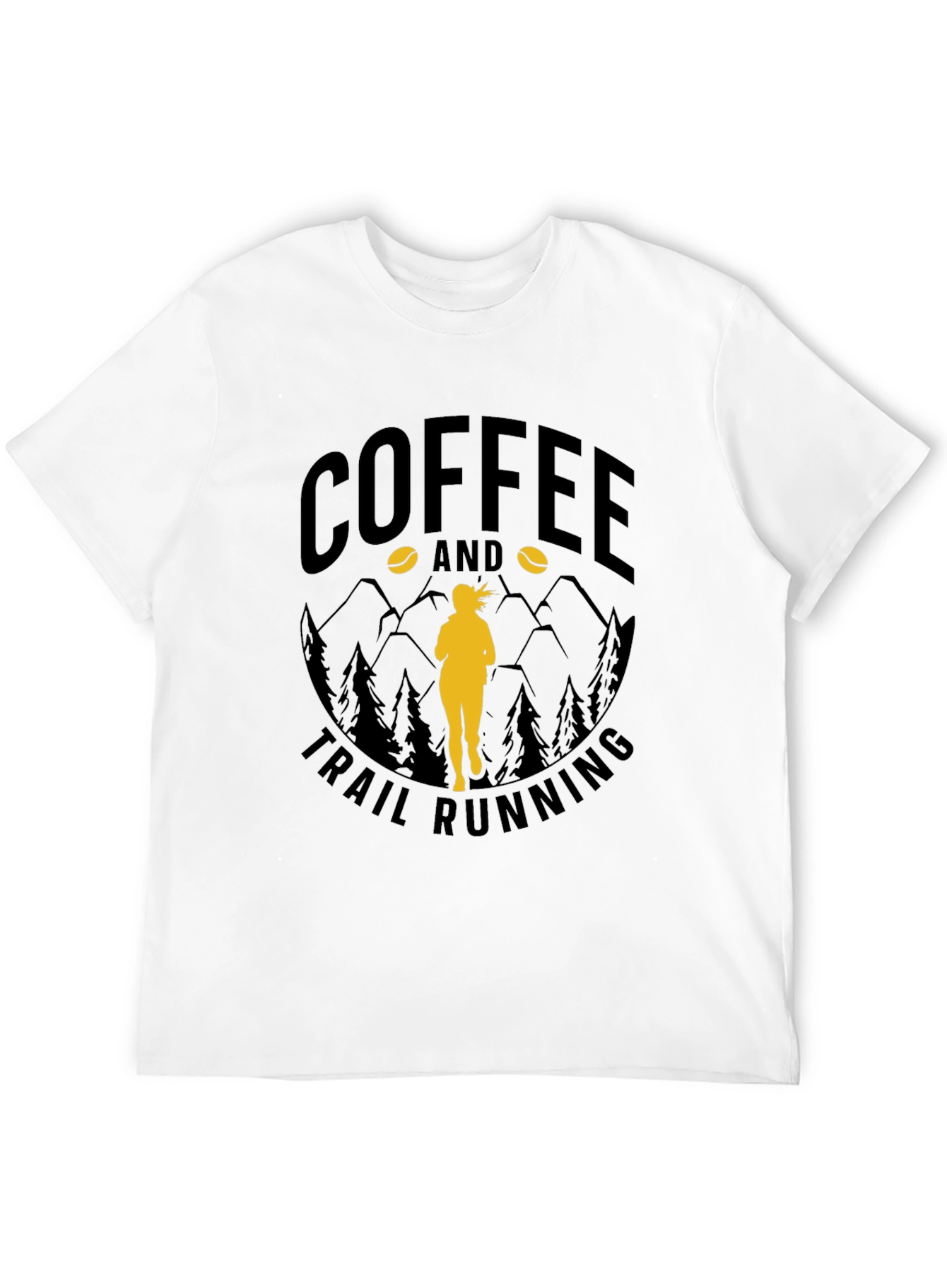 Coffee & Trail Running T-Shirt - Mountain Design