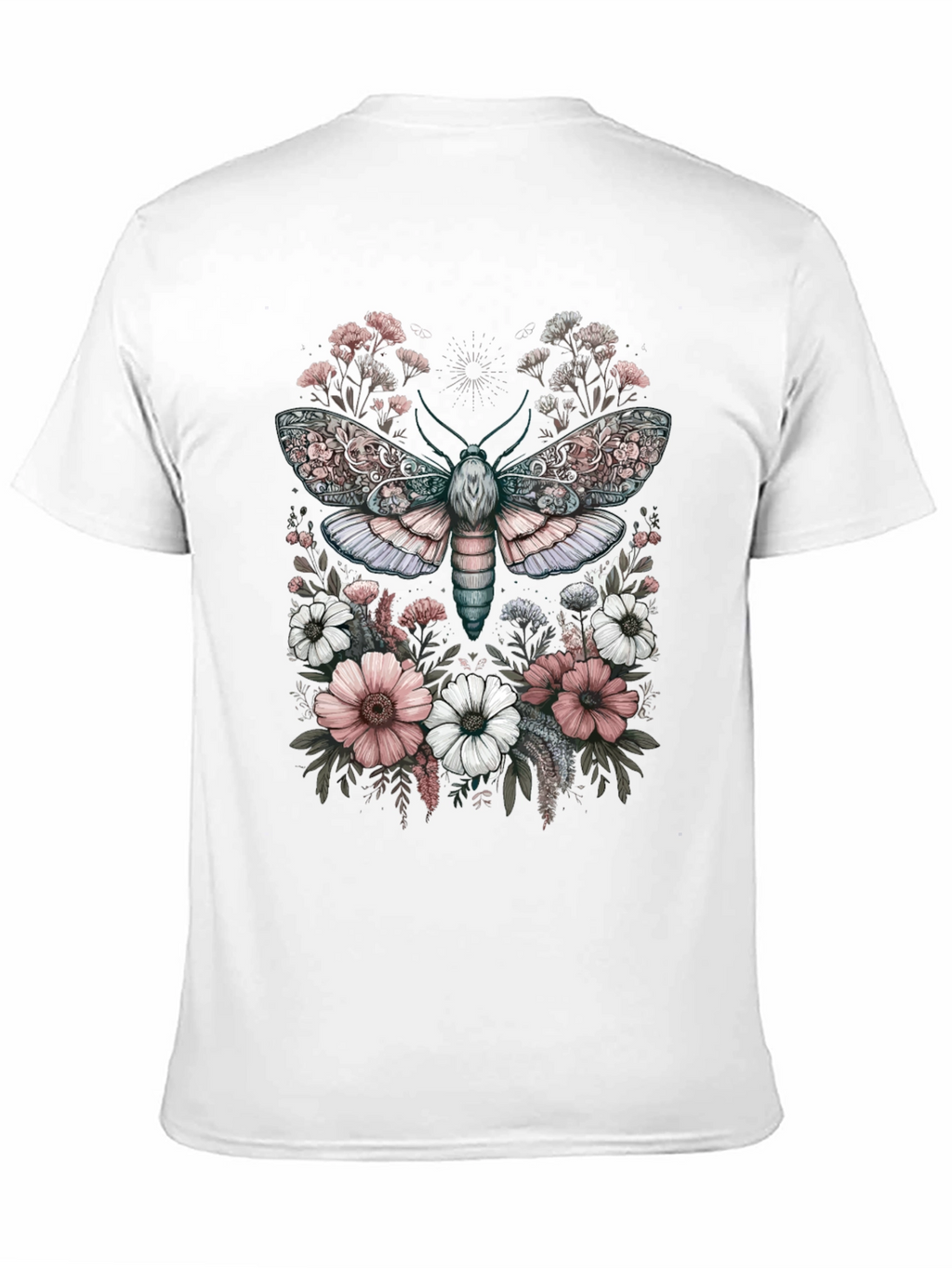 Floral Moth Graphic Tee - Unique Design