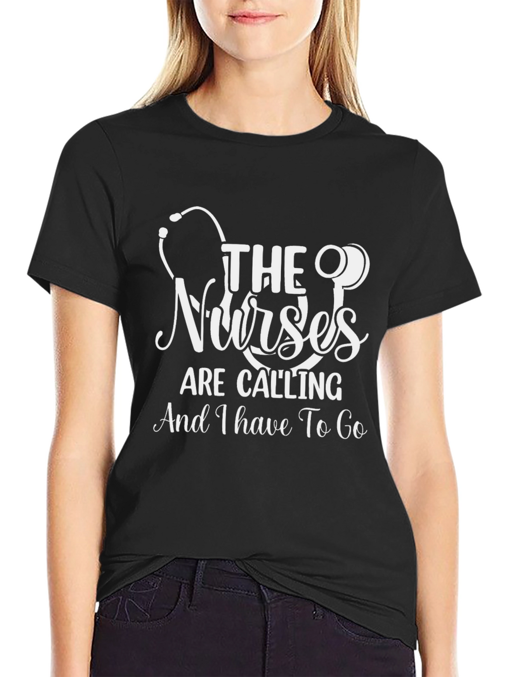 Nurses Are Calling T-Shirt - Black Cotton Blend