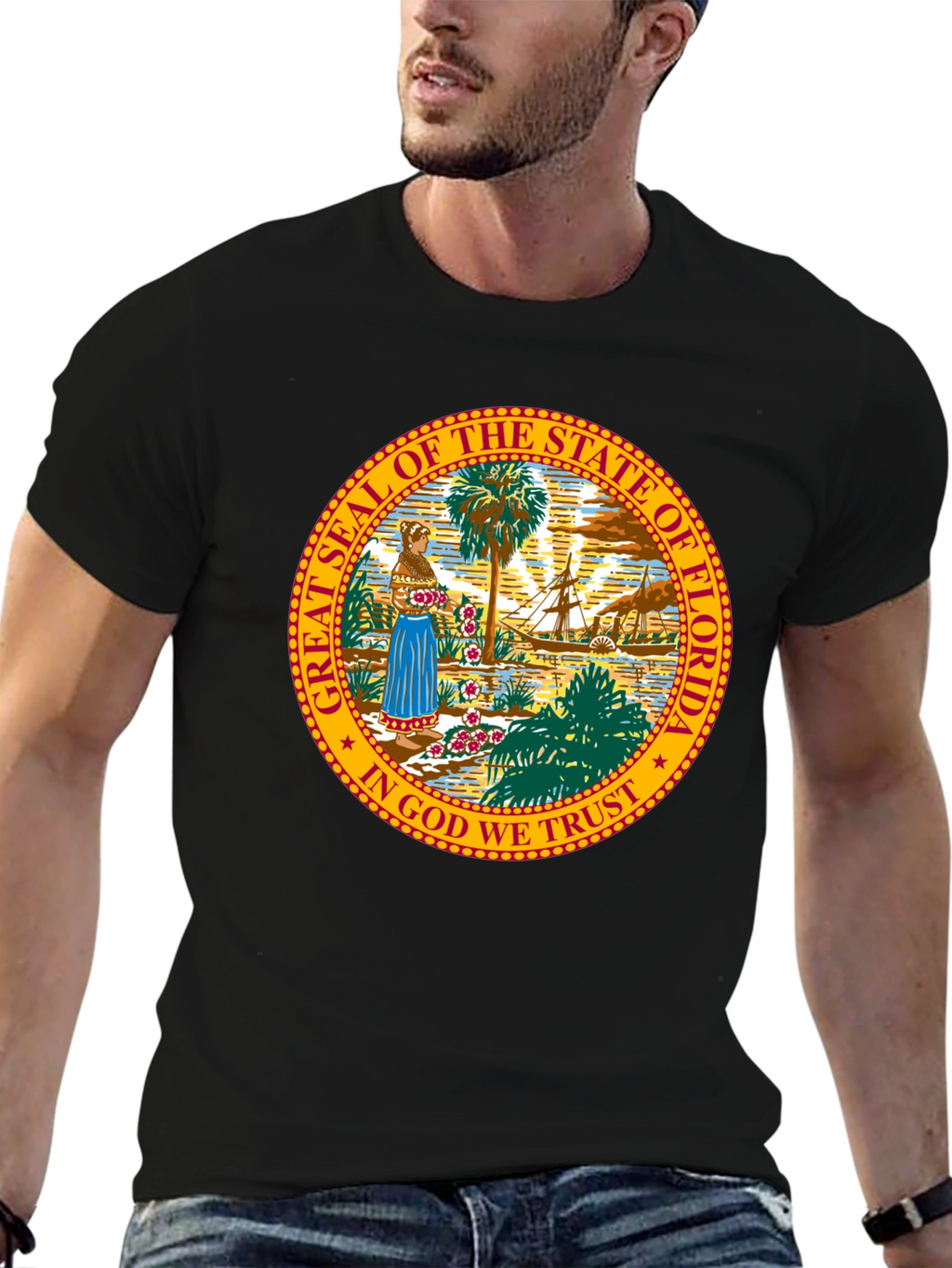 Florida State Seal T-Shirt - Unisex Black Tee
