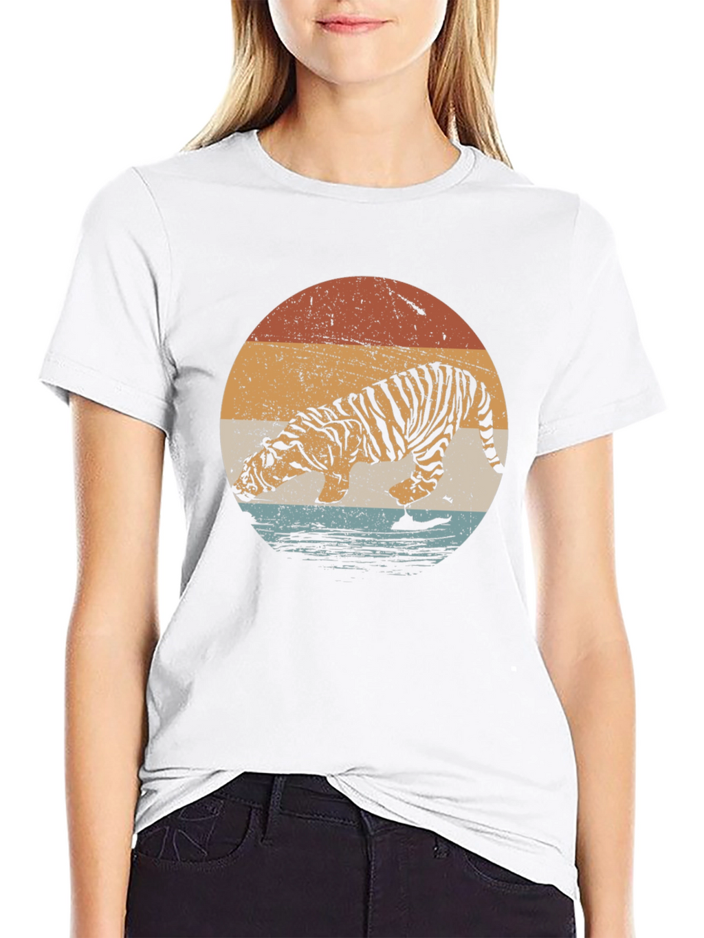 Retro Tiger Graphic Tee - Black