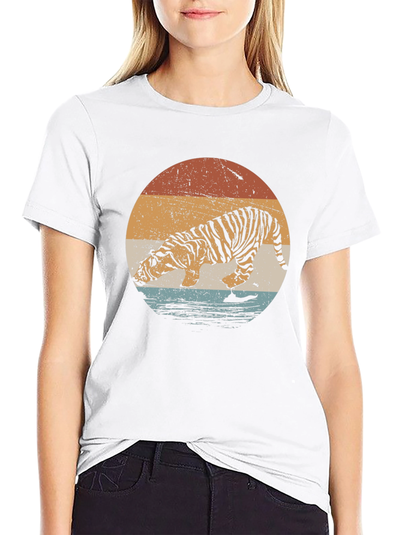 Retro Tiger Graphic Tee - Black