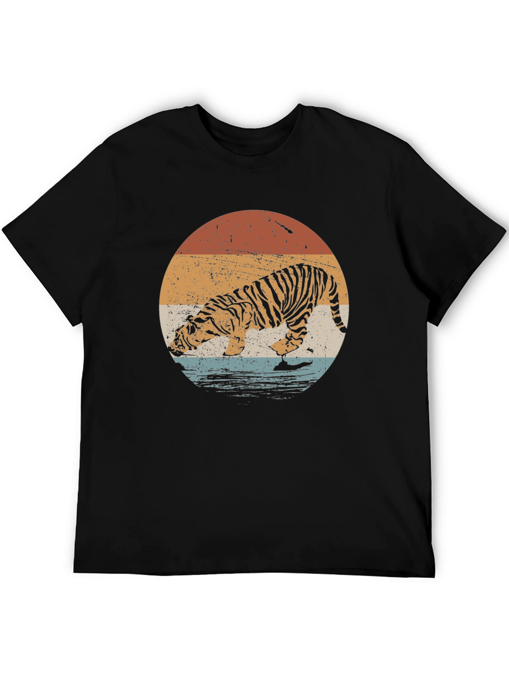 Retro Tiger Graphic Tee - Black