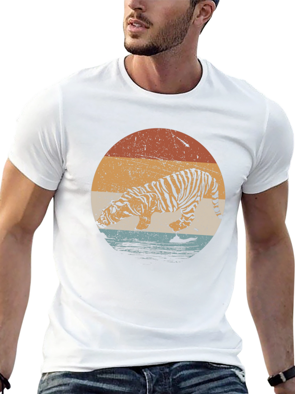 Retro Tiger Graphic Tee - Black