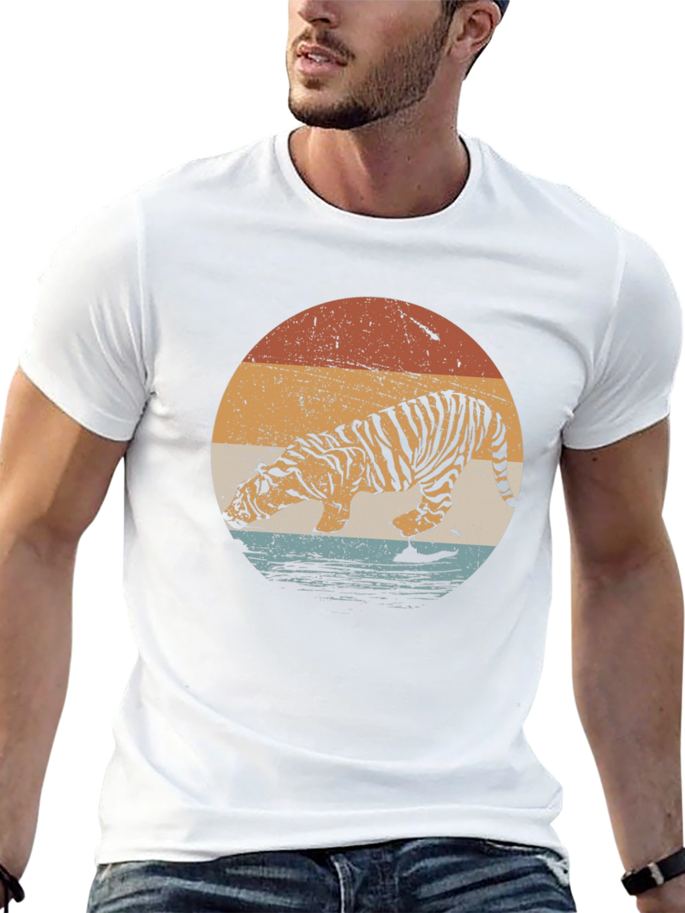 Retro Tiger Graphic Tee - Black