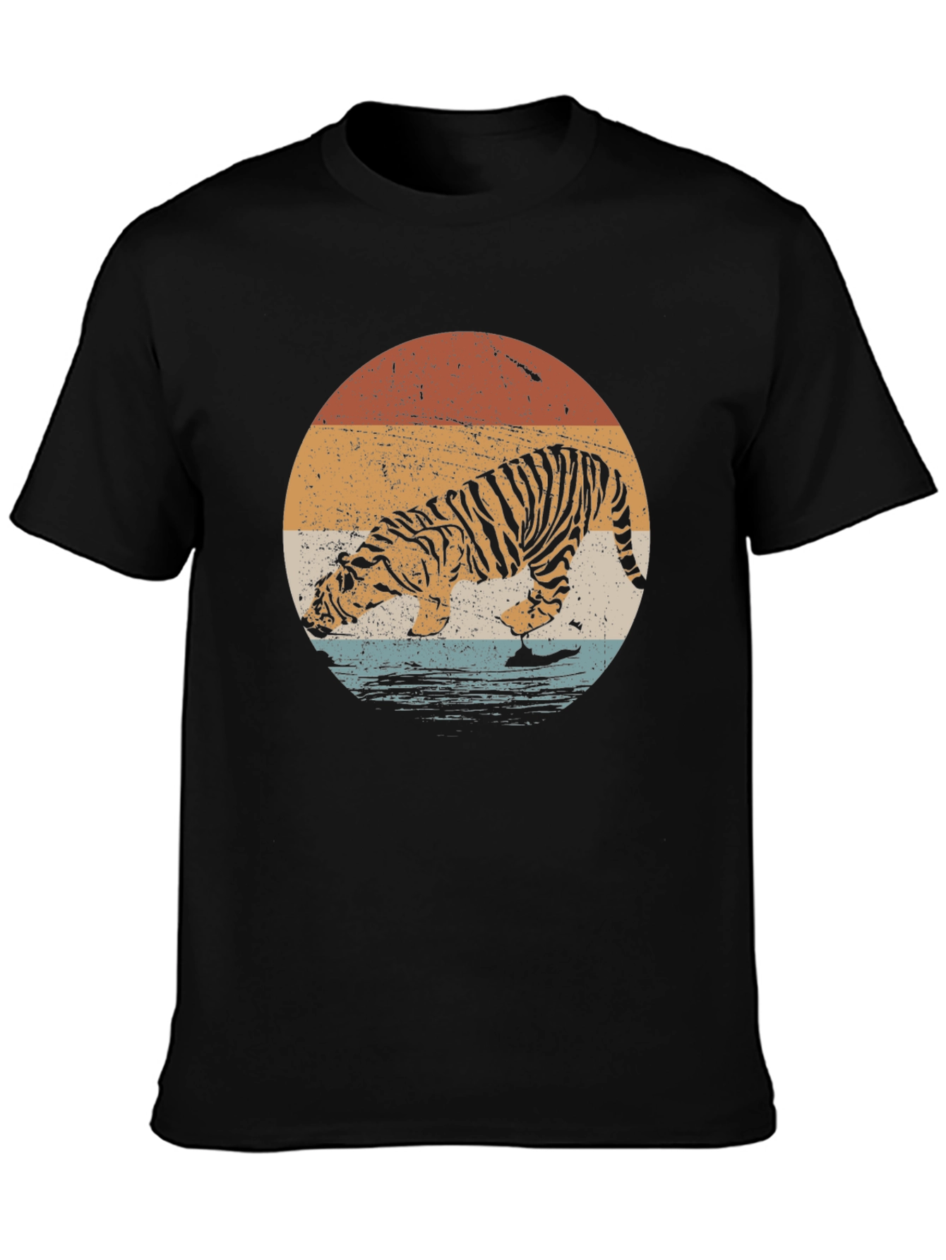 Retro Tiger Graphic Tee - Black