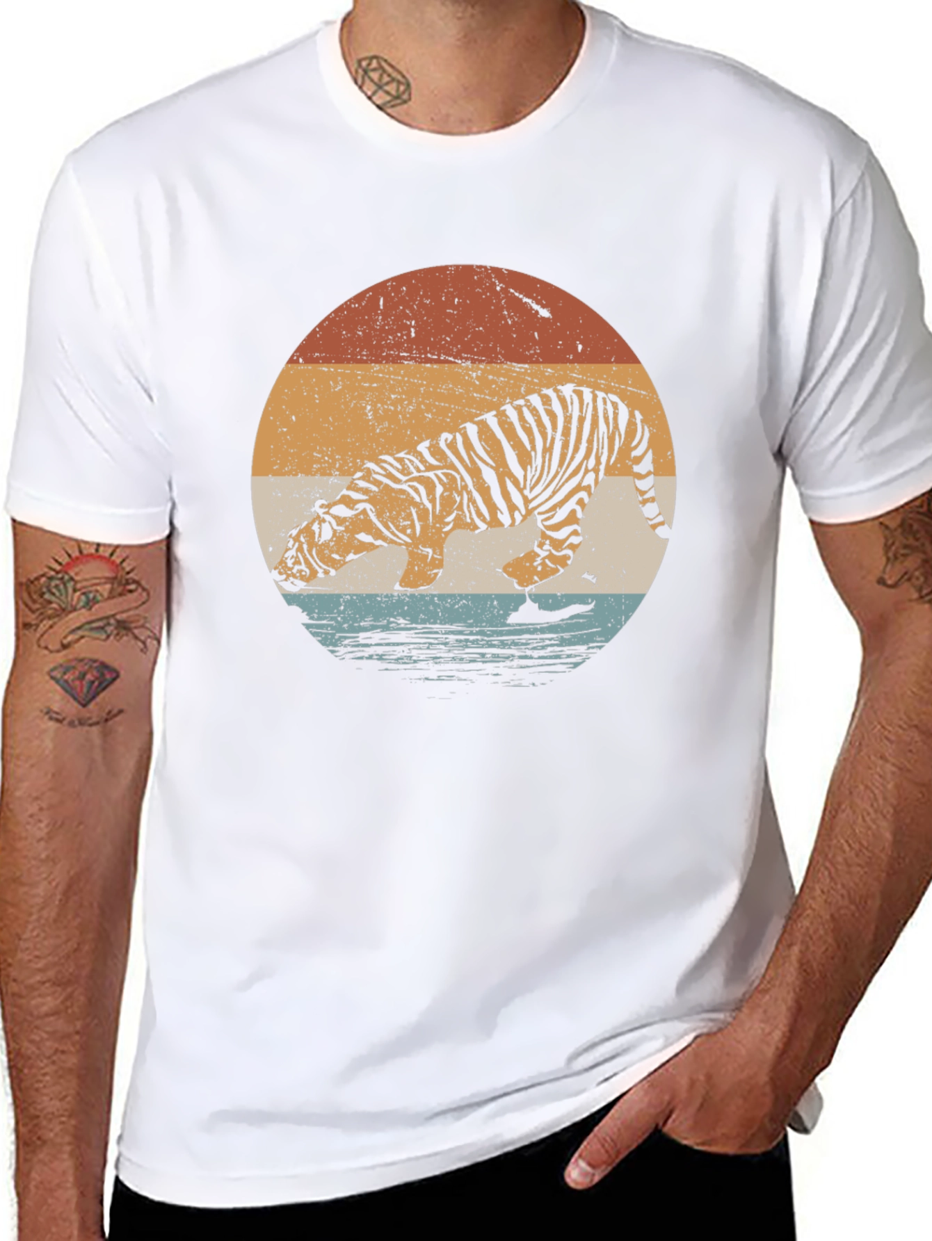 Retro Tiger Graphic Tee - Black