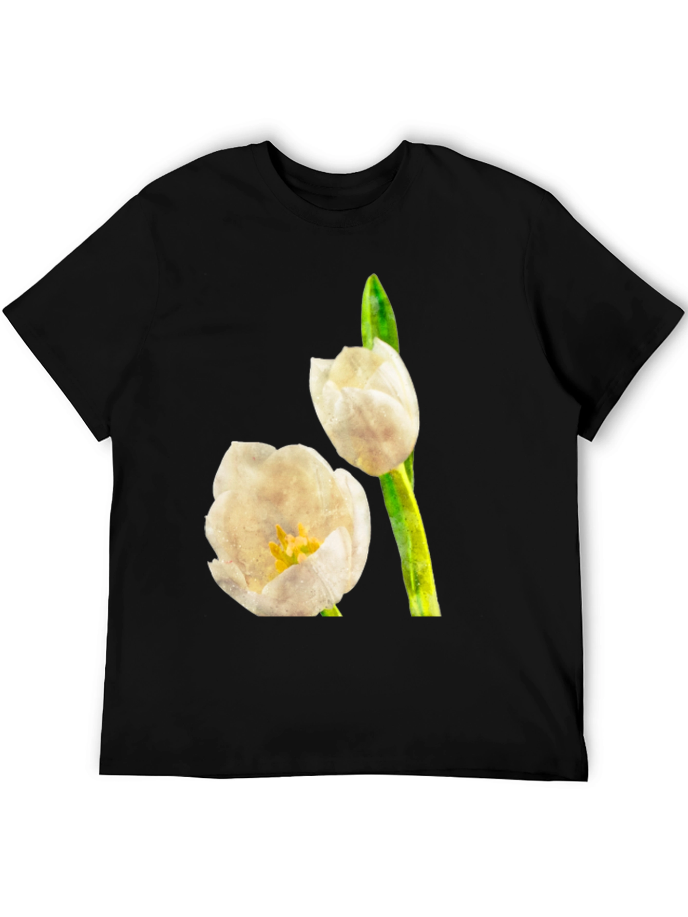Tulip Graphic Tee - Black Cotton T-Shirt