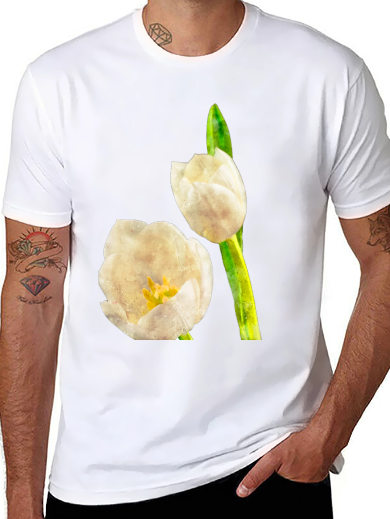 Tulip Graphic Tee - Black Cotton T-Shirt