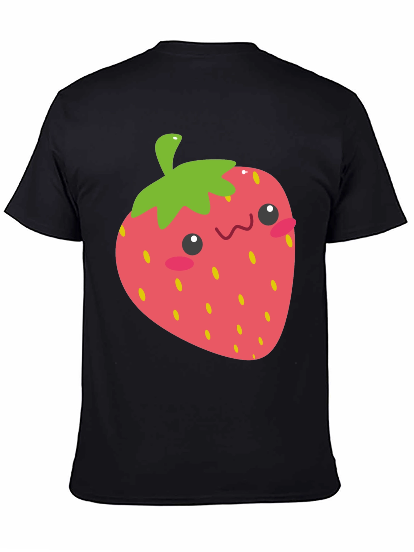 Kawaii Strawberry Graphic Tee - Black Unisex T-Shirt