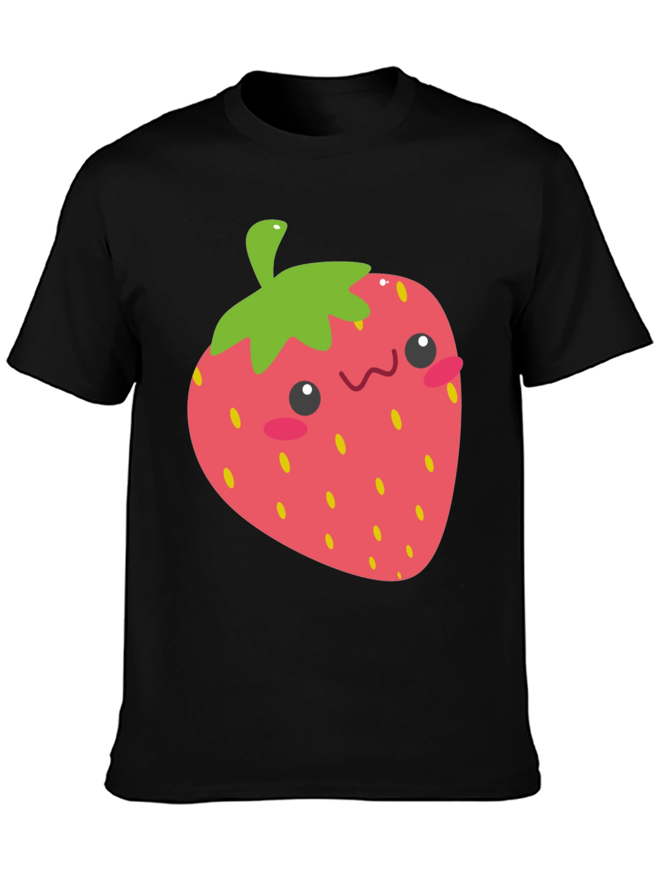 Kawaii Strawberry Graphic Tee - Black Unisex T-Shirt