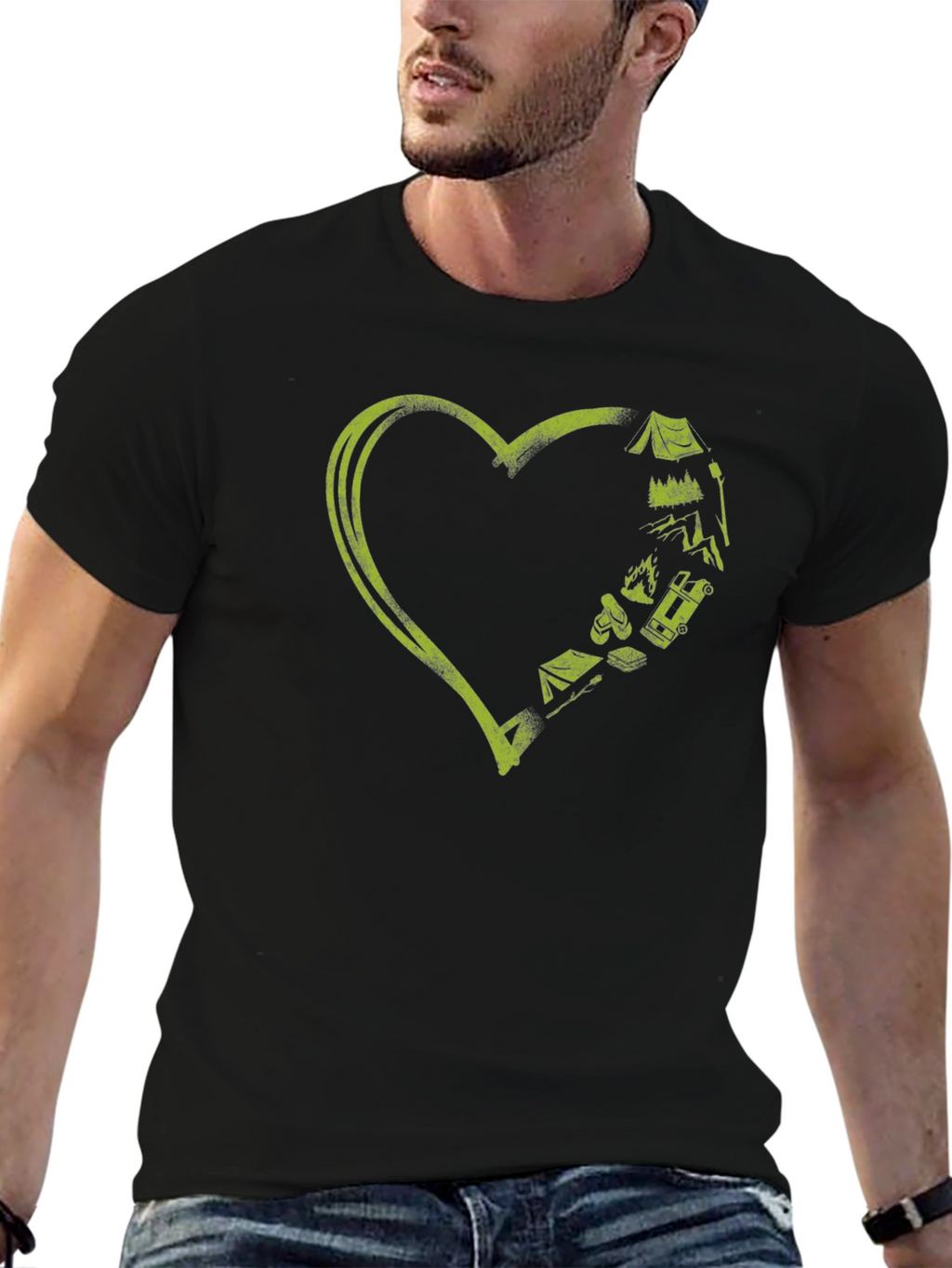 Camping Heart Graphic Tee - Adventure Lover T-Shirt