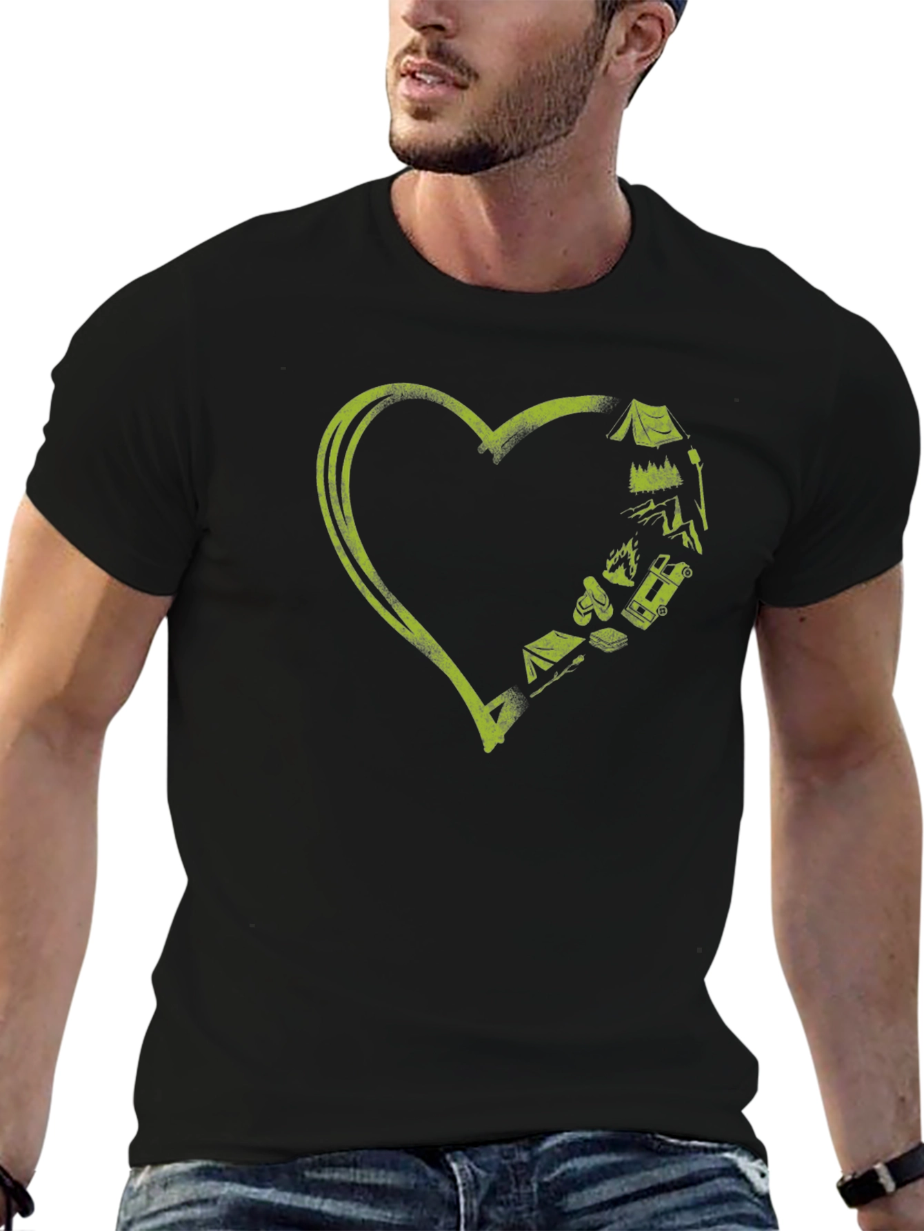 Camping Heart Graphic Tee - Adventure Lover T-Shirt