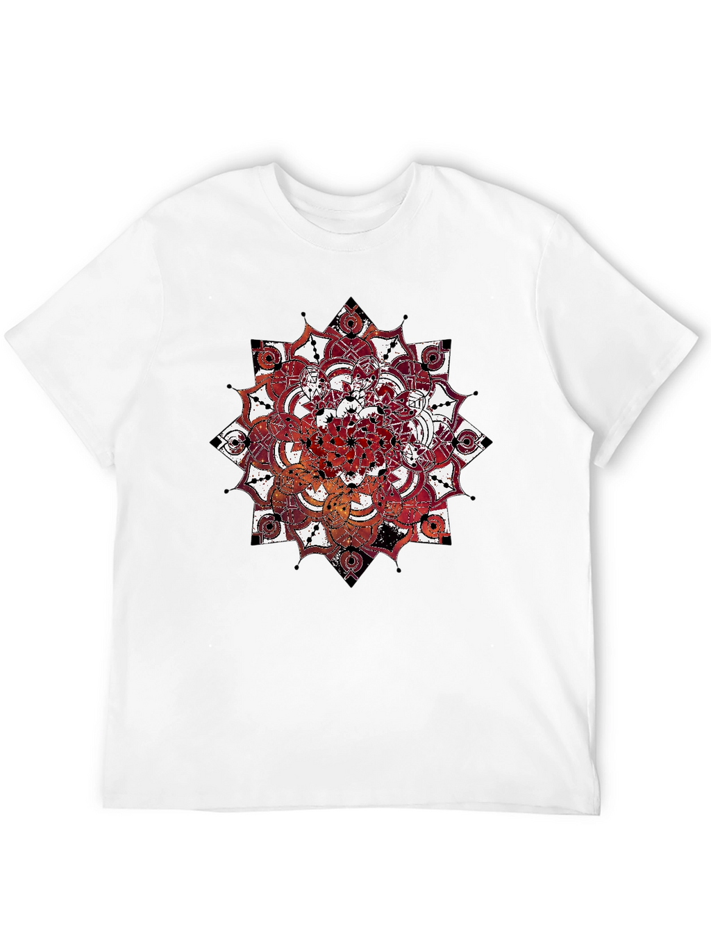 Mandala Print Black Crew Neck T-Shirt