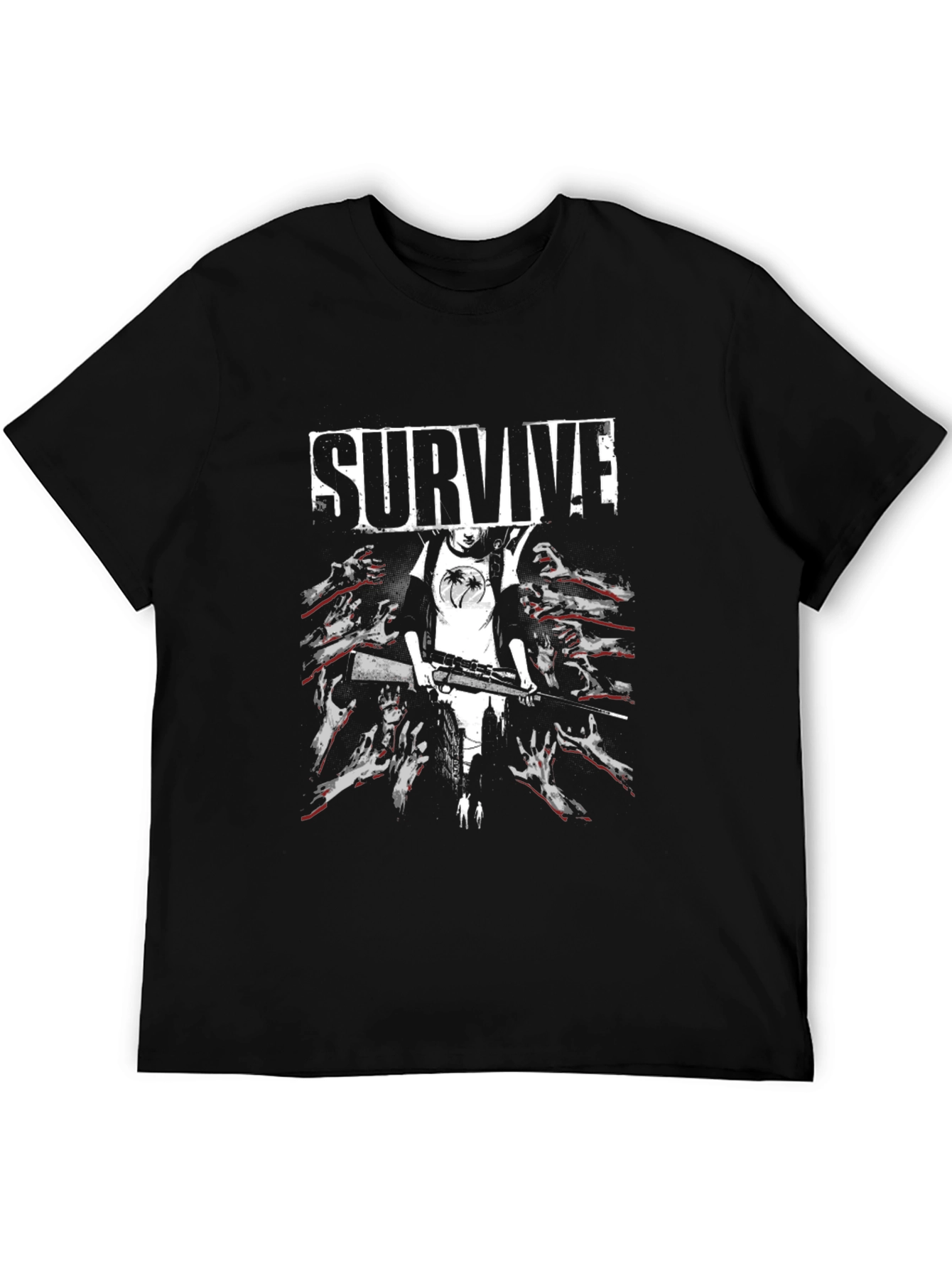 Survive Zombie Graphic Black T-Shirt