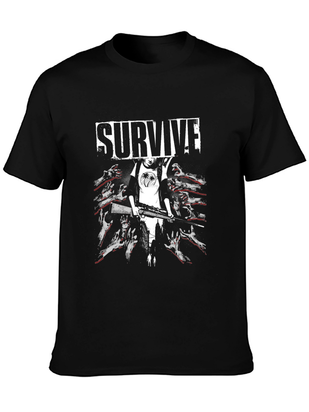 Survive Zombie Graphic Black T-Shirt