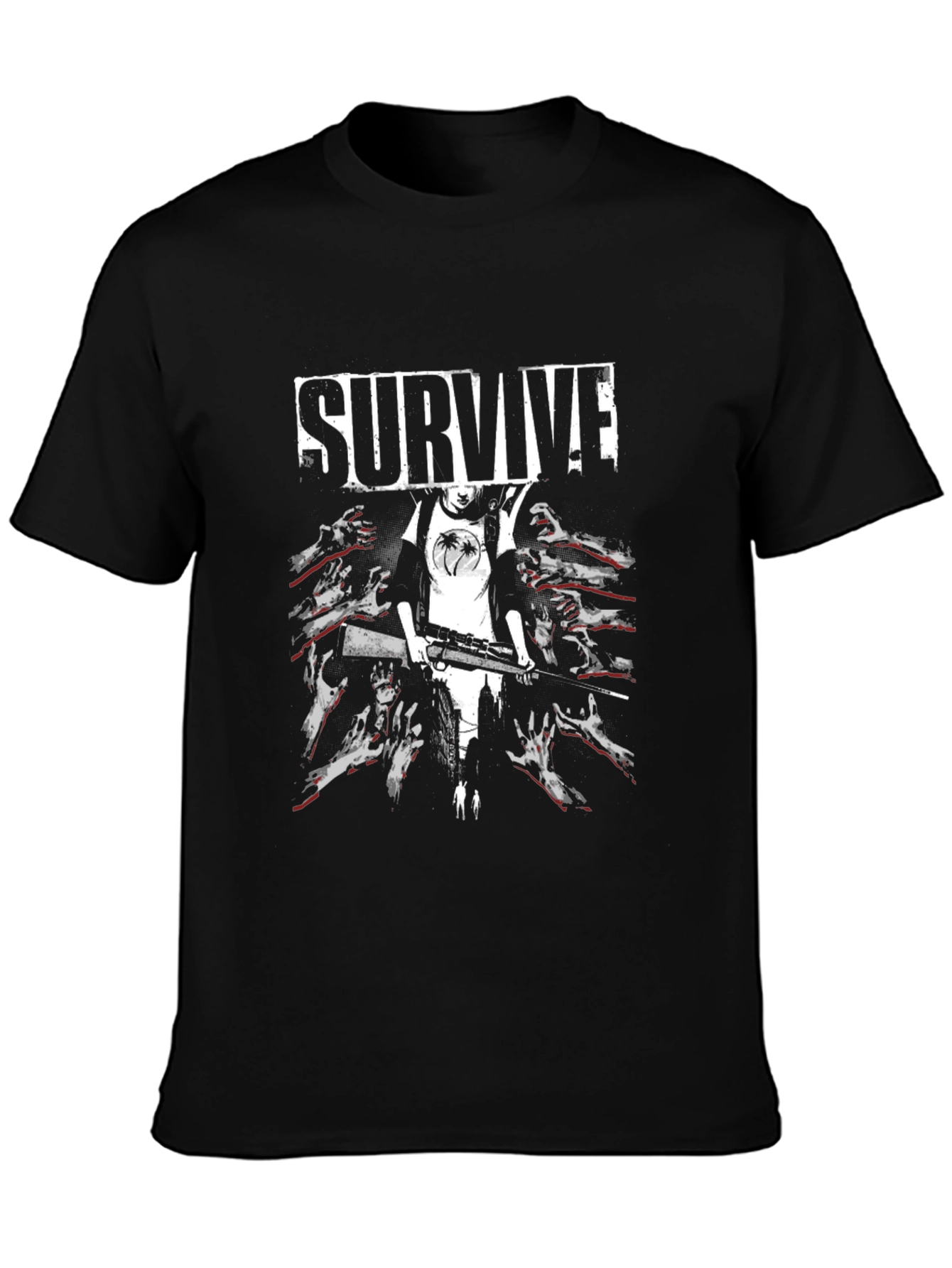 Survive Zombie Graphic Black T-Shirt