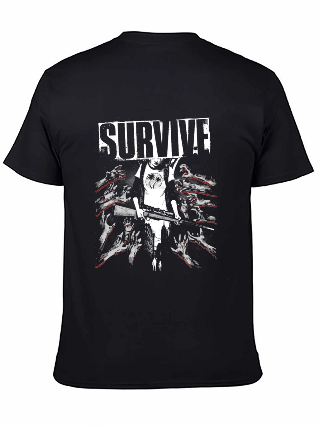 Survive Zombie Graphic Black T-Shirt