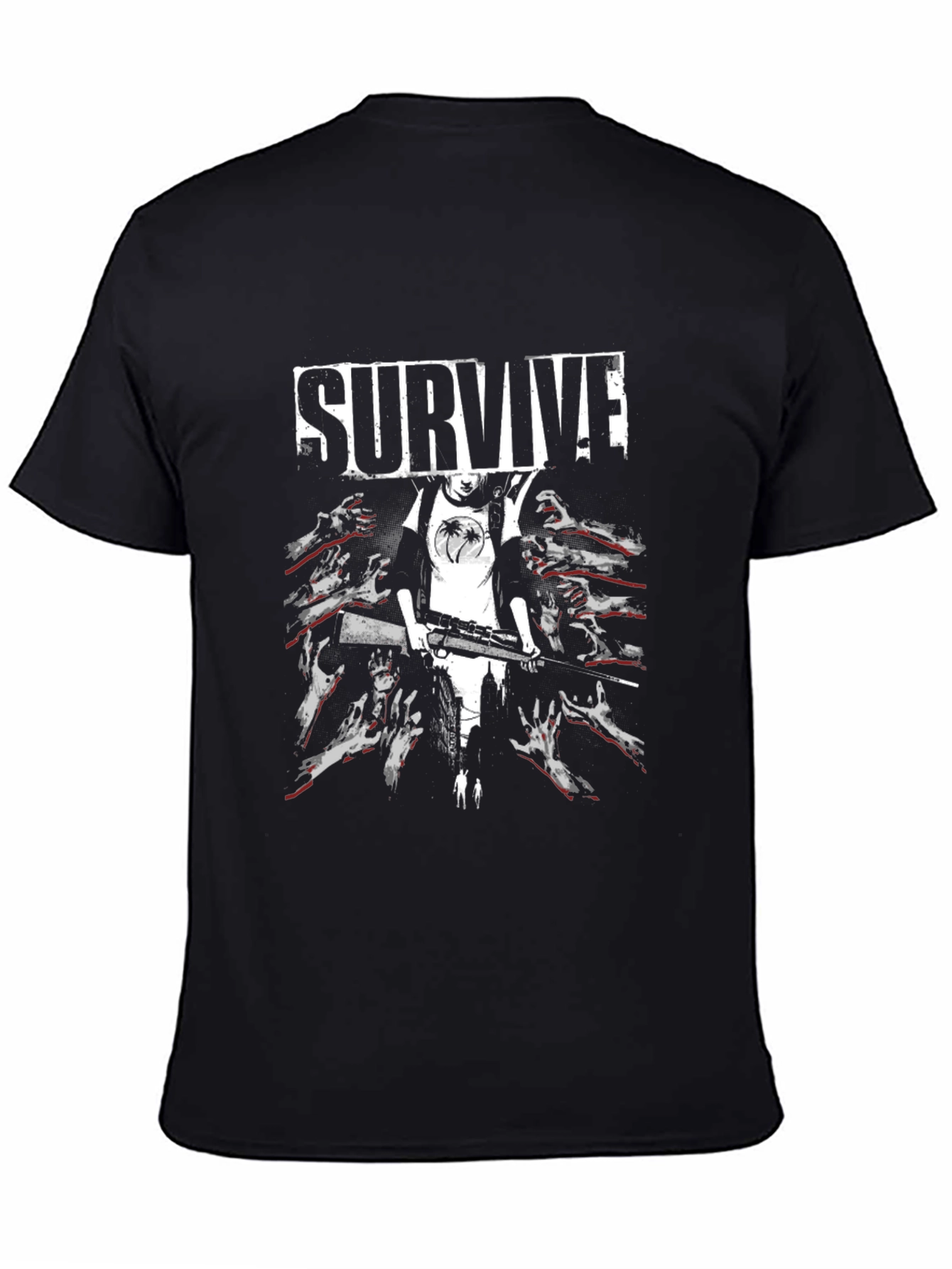 Survive Zombie Graphic Black T-Shirt