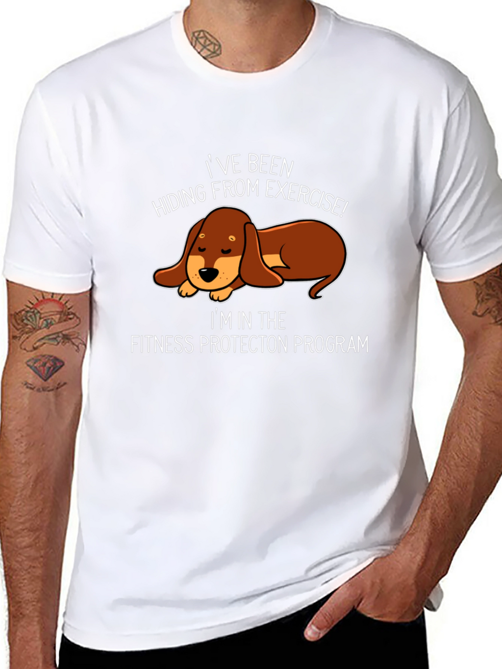 Funny Dachshund Fitness Protection Program T-Shirt