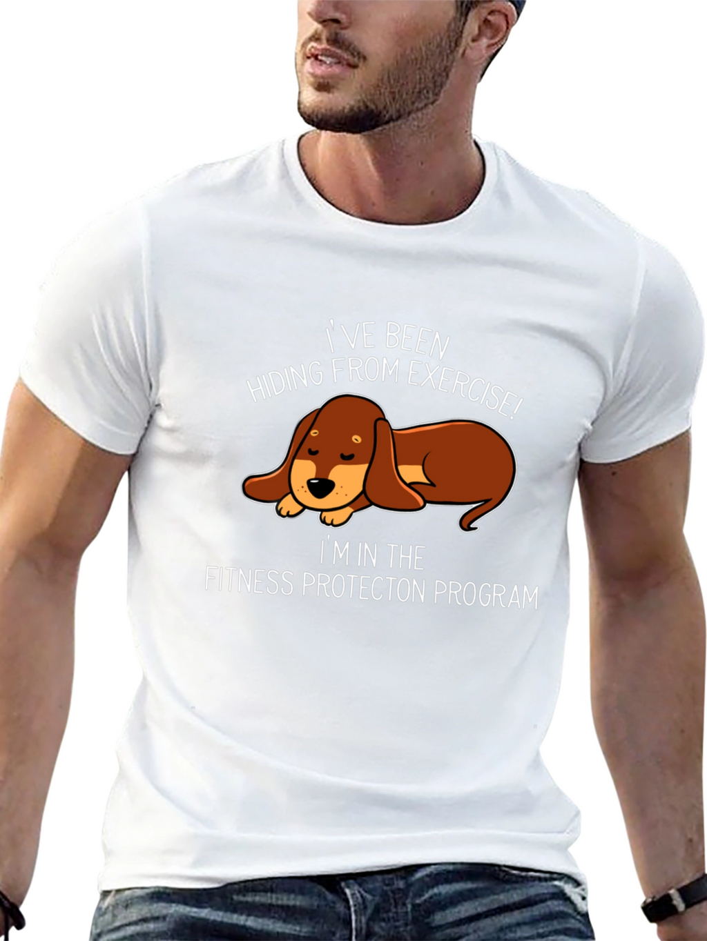 Funny Dachshund Fitness Protection Program T-Shirt