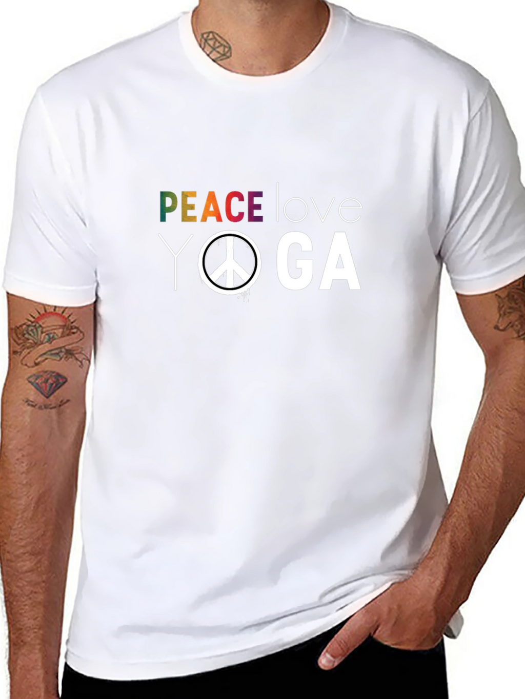 Peace Love Yoga T-Shirt - Black Graphic Tee