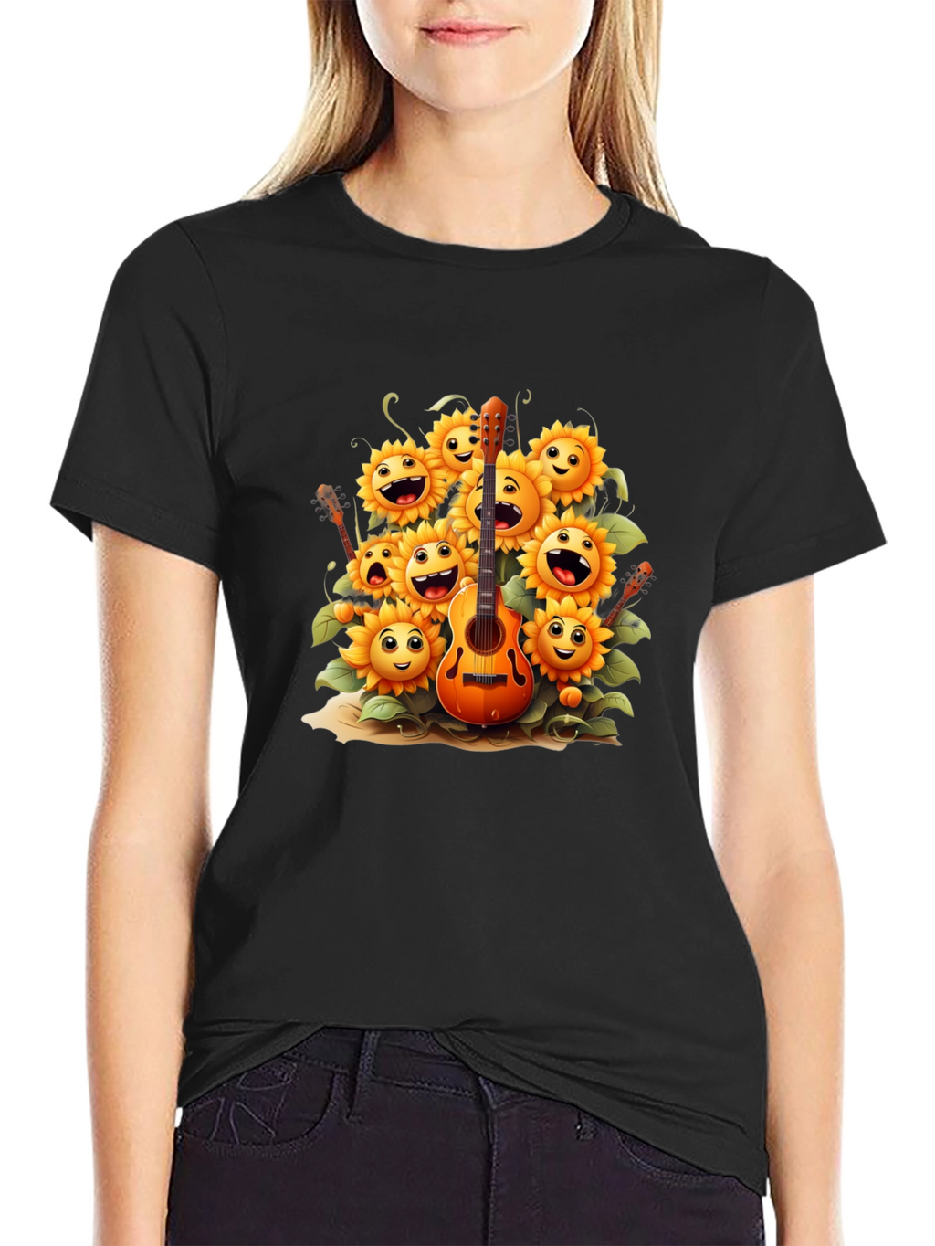 Sunflower Guitar Graphic Tee - Black
