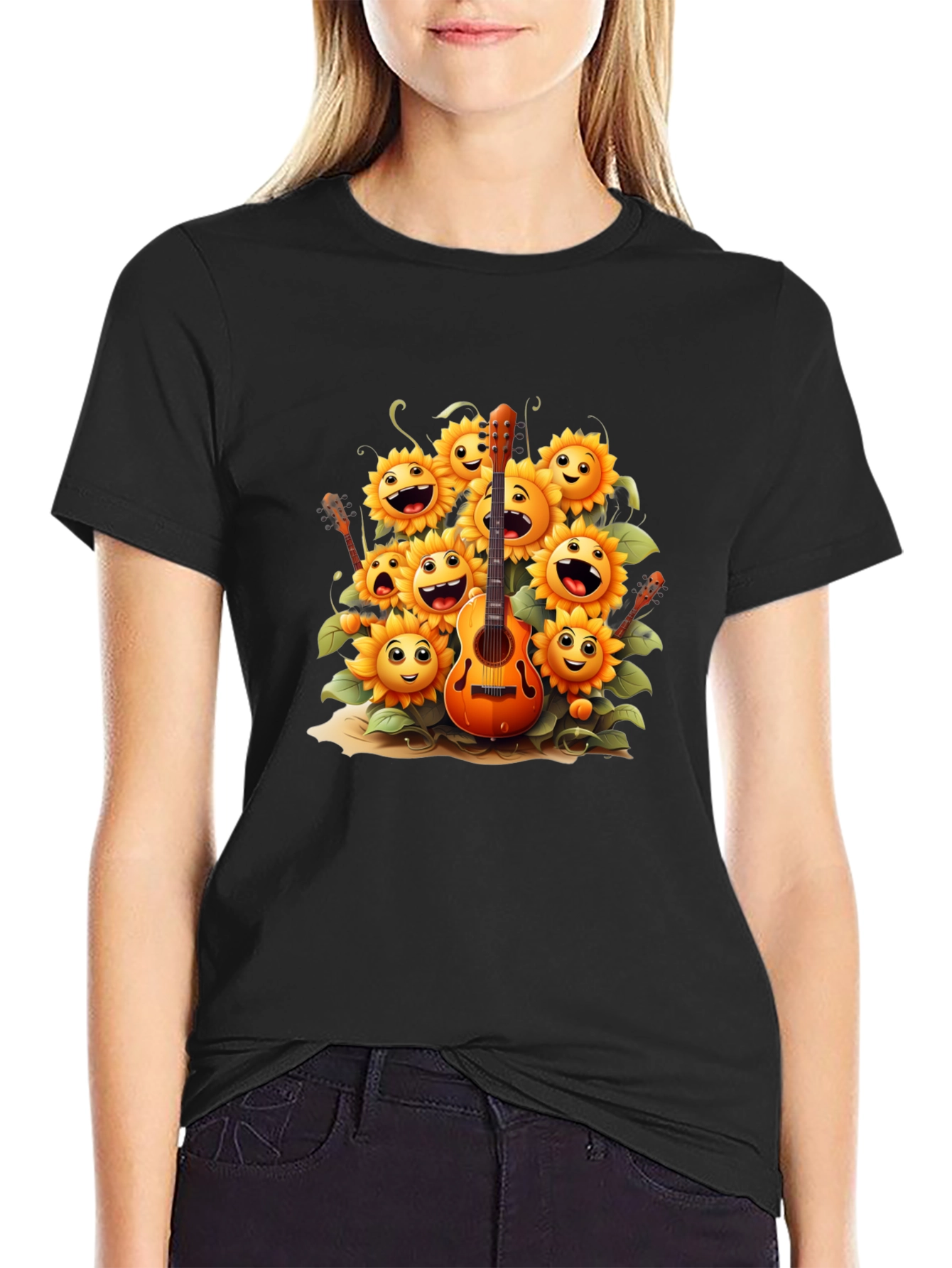 Sunflower Guitar Graphic Tee - Black
