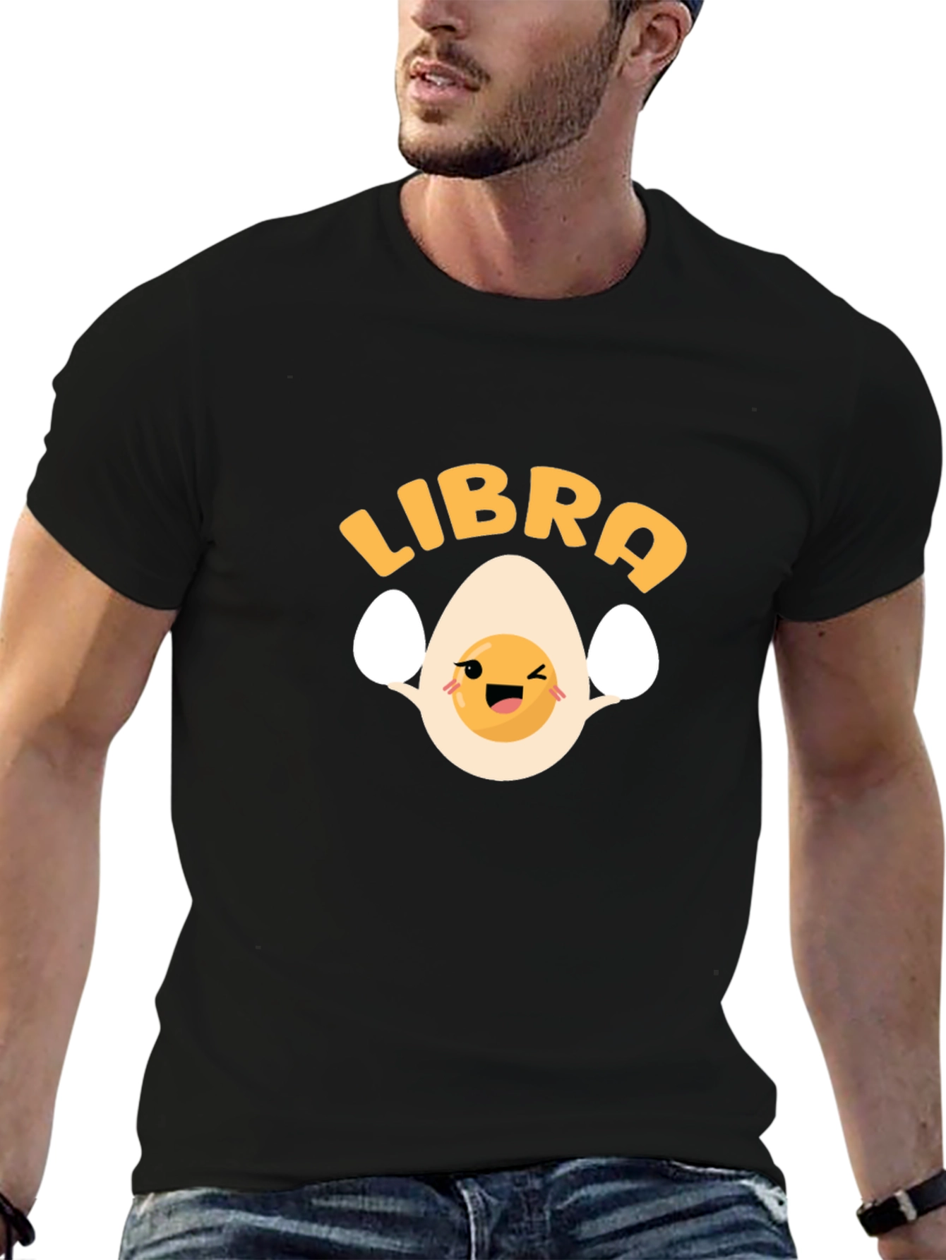 Libra Egg Zodiac T-Shirt - Black Cotton Tee