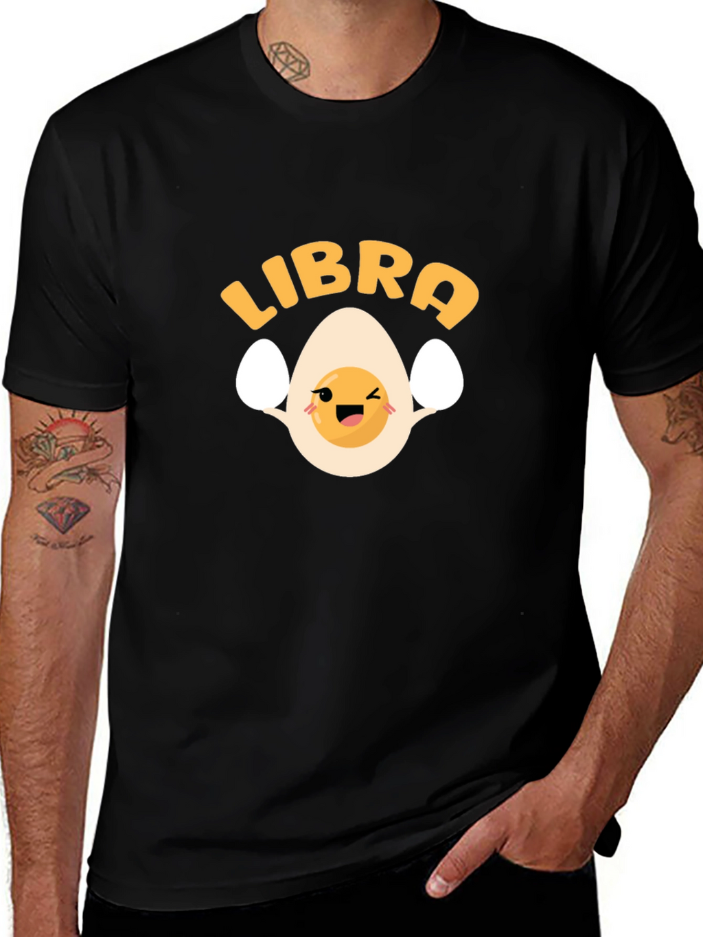 Libra Egg Zodiac T-Shirt - Black Cotton Tee