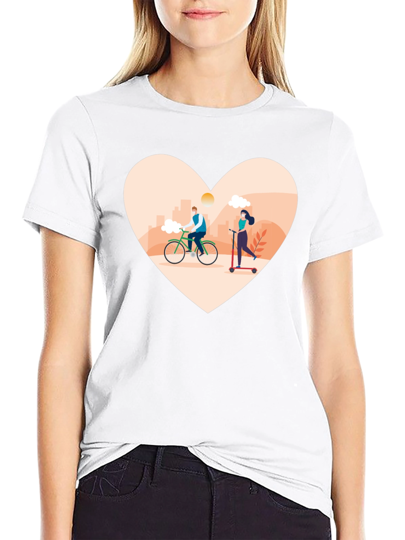 Heart Design T-Shirt - Cyclist & Scooter