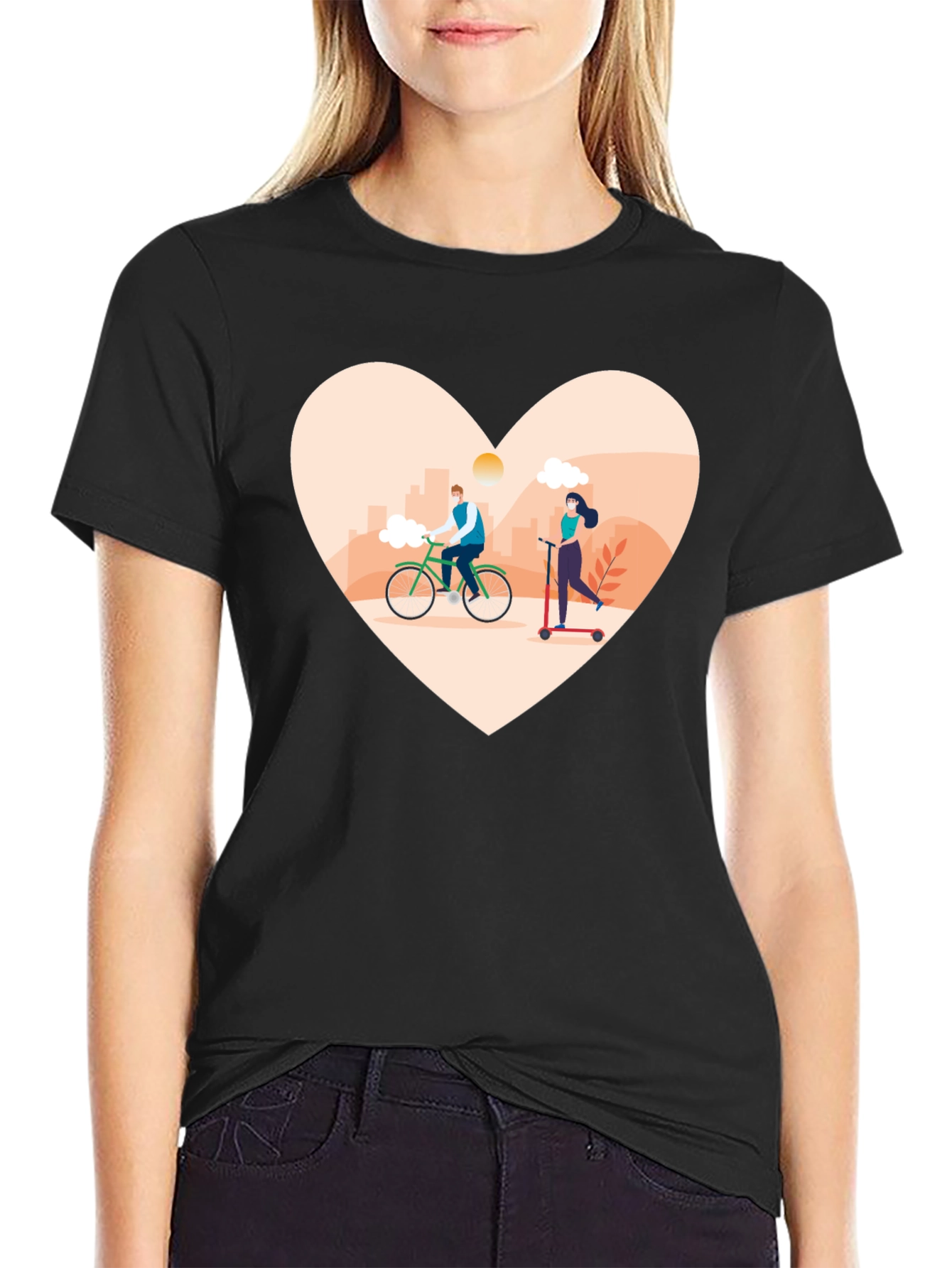 Heart Design T-Shirt - Cyclist & Scooter