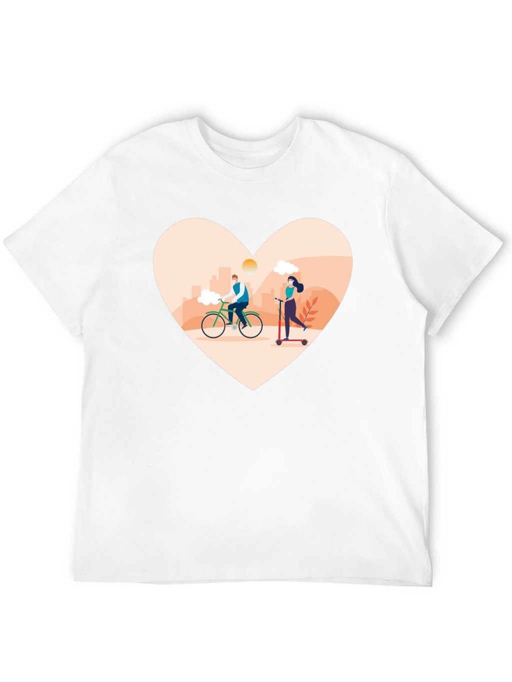 Heart Design T-Shirt - Cyclist & Scooter