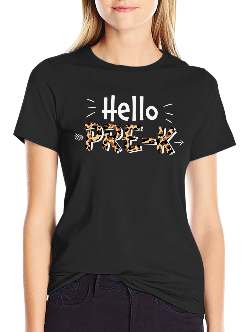 Hello PRE-K Leopard Print Teacher Shirt